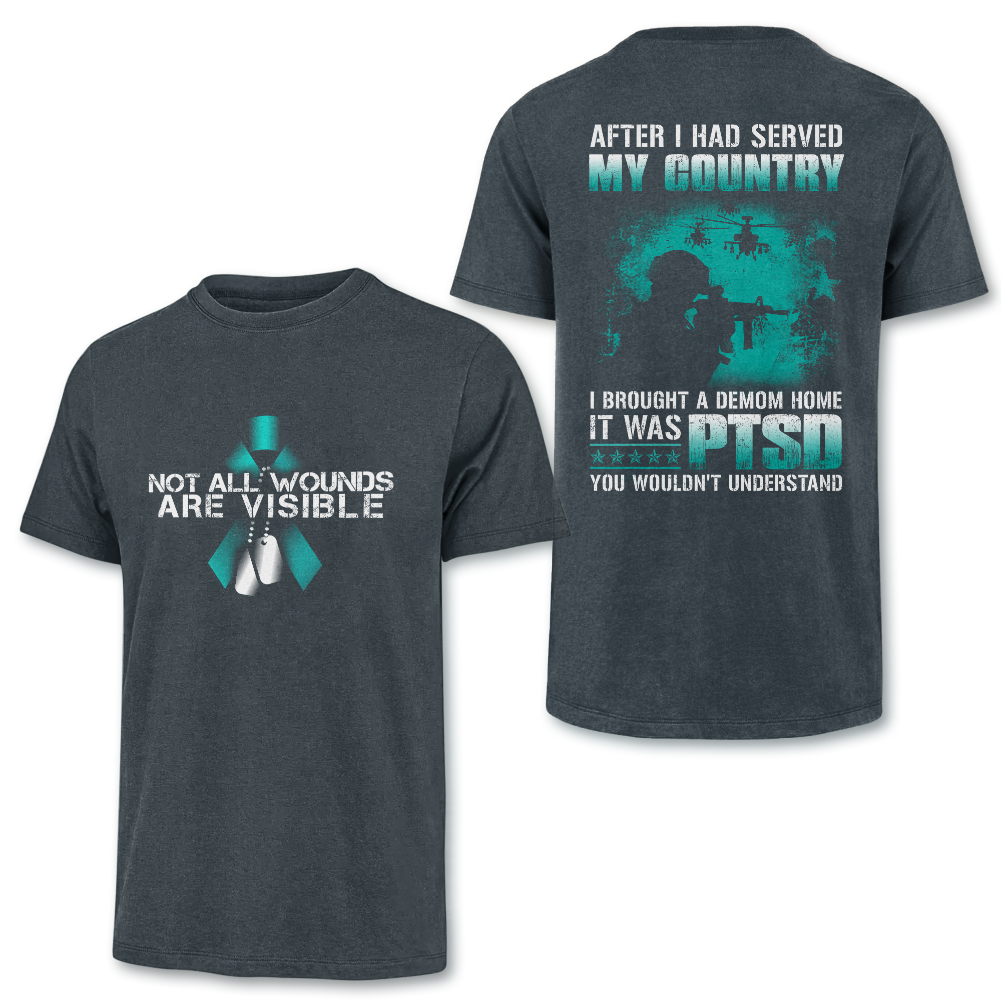 PTSD Not All Wounds Are Visible Double Sided Classic T-shirt