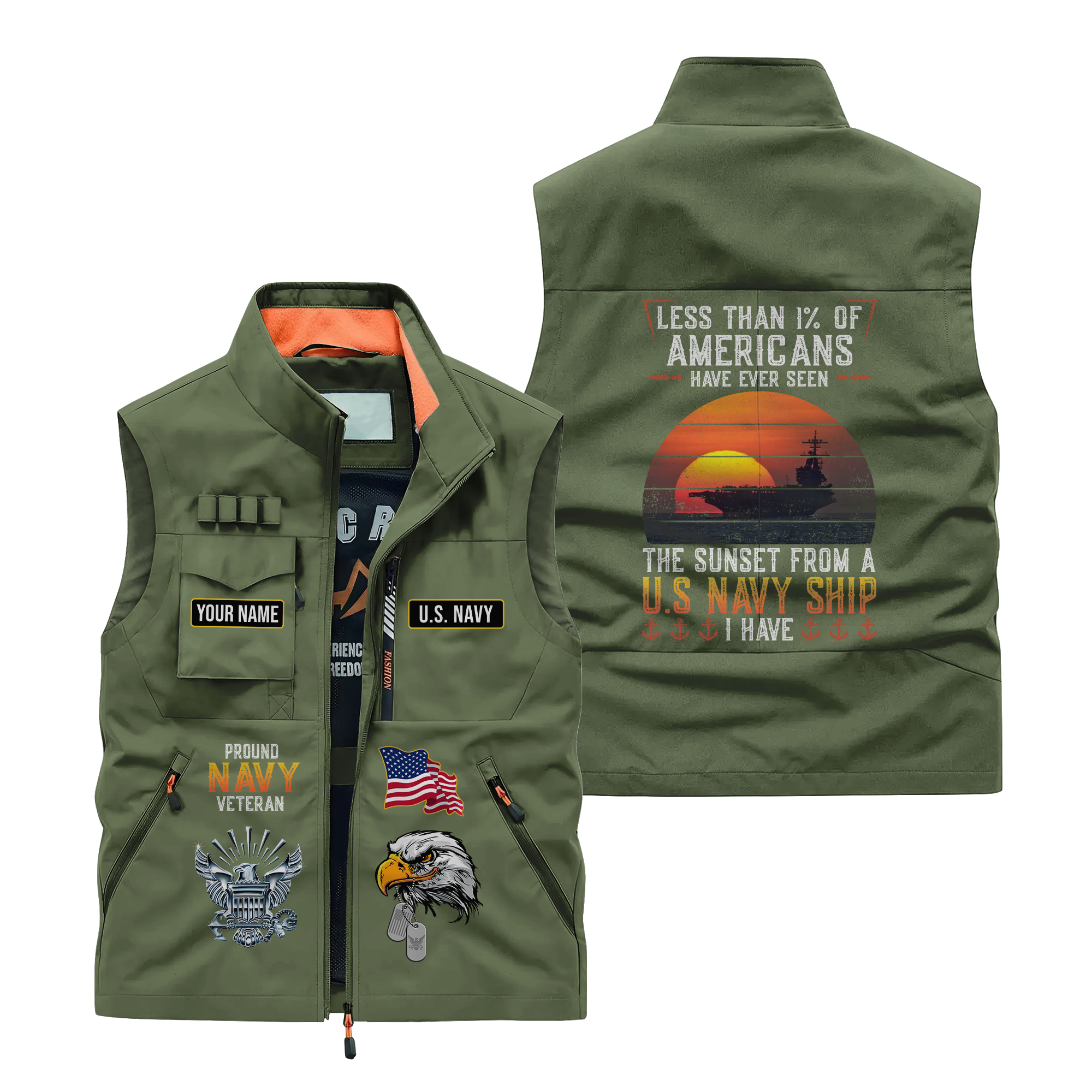 Personalizable Less Than 1% Navy Ship Pocket Vest