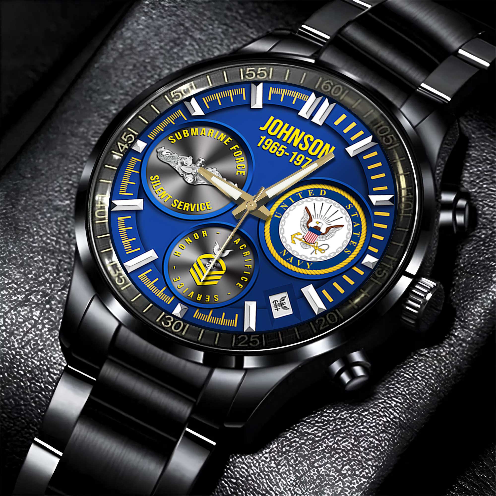 Personalizable Navy Submarine Stainless Steel Watch