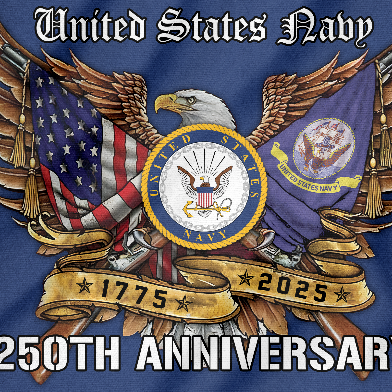 Navy 250th Anniversary House Flag