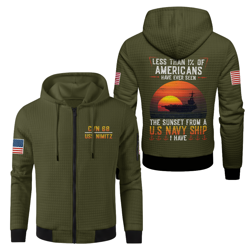 Personalizable Less Than 1% Navy Ship Waffle Hooded Jacket