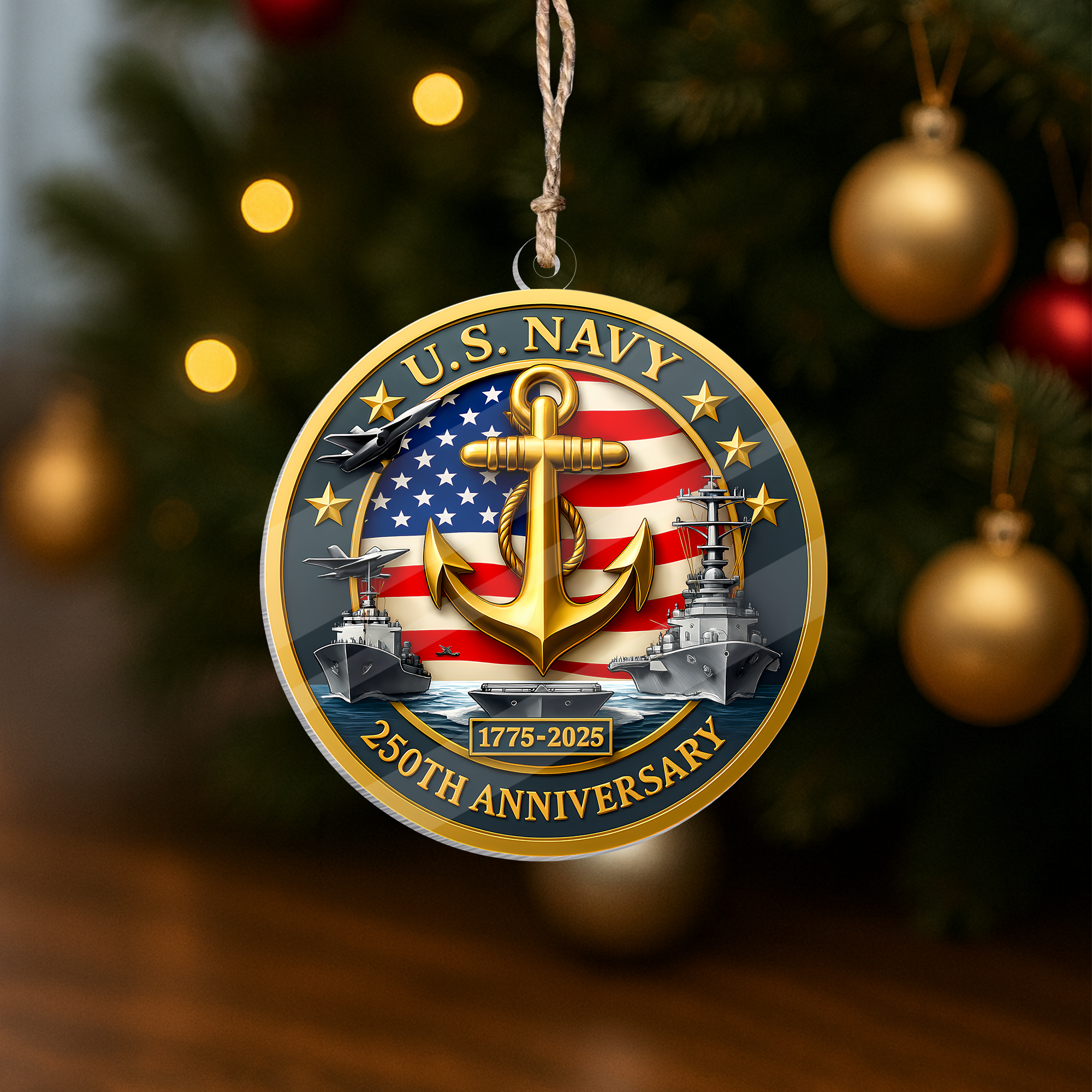 Navy 250th Anniversary Acrylic Ornament