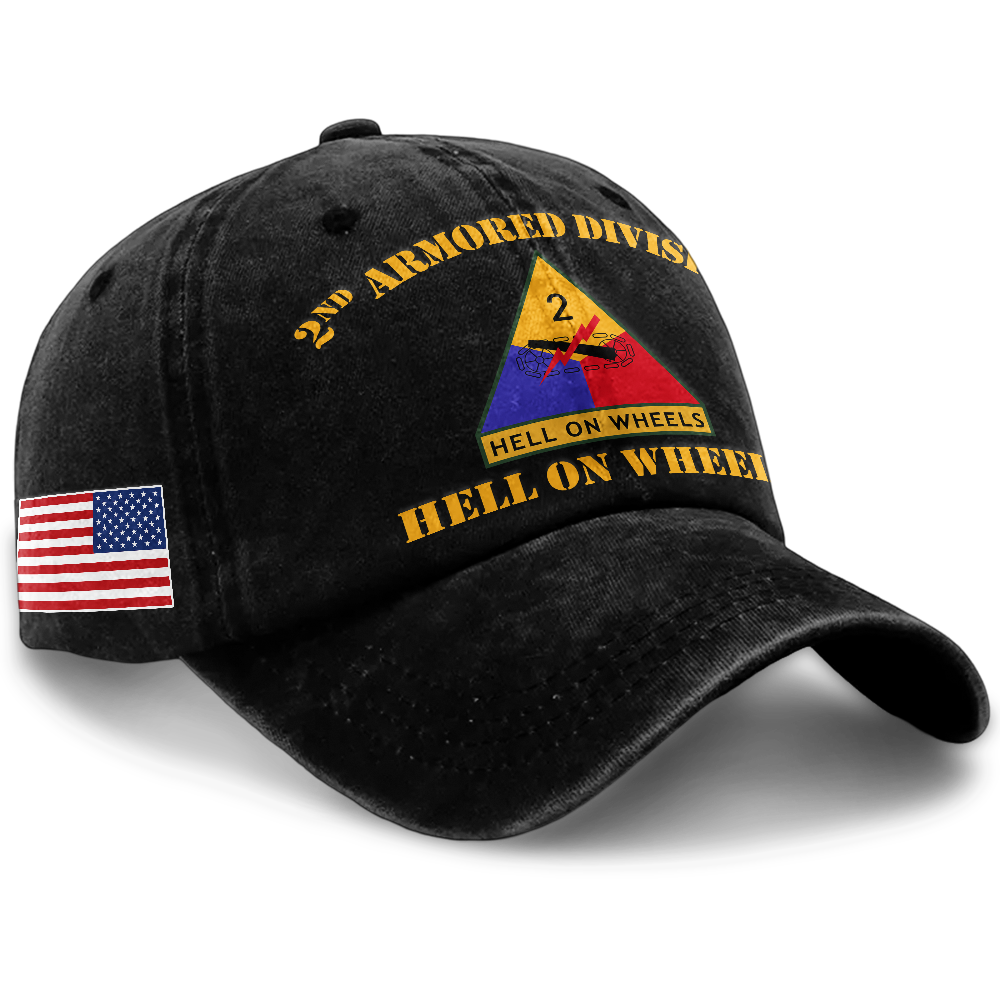 Personalizable Army 2nd Armored Division Washed Cap