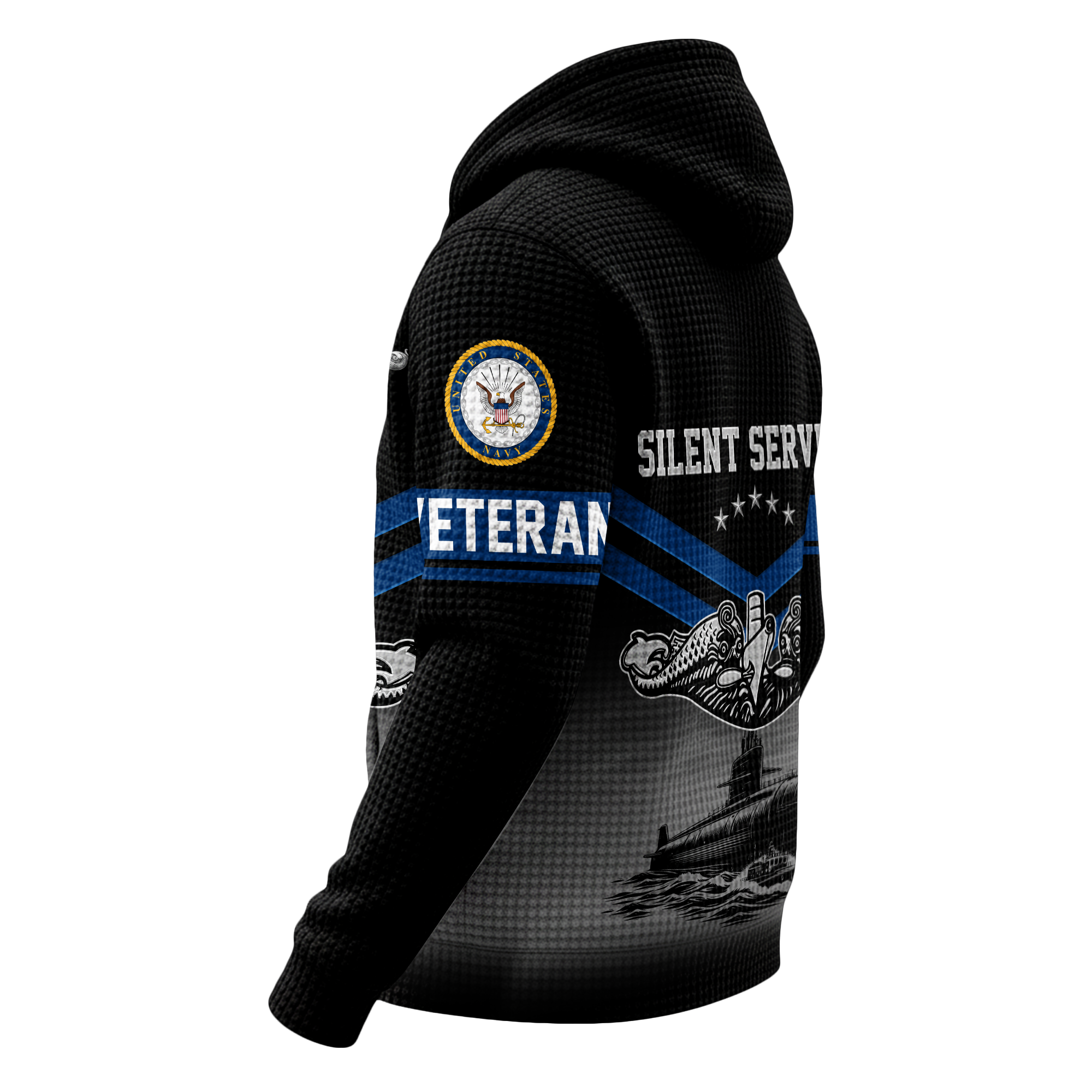 Navy Submarine Quarter Zip Waffle Hoodie