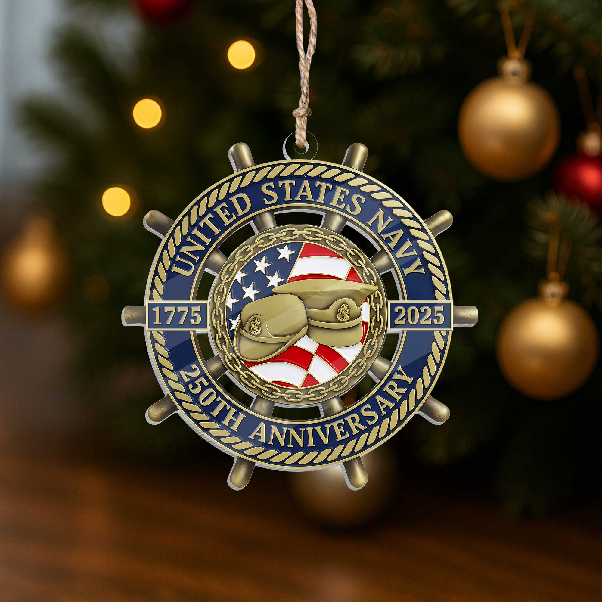 Navy 250th Anniversary Acrylic Ornament