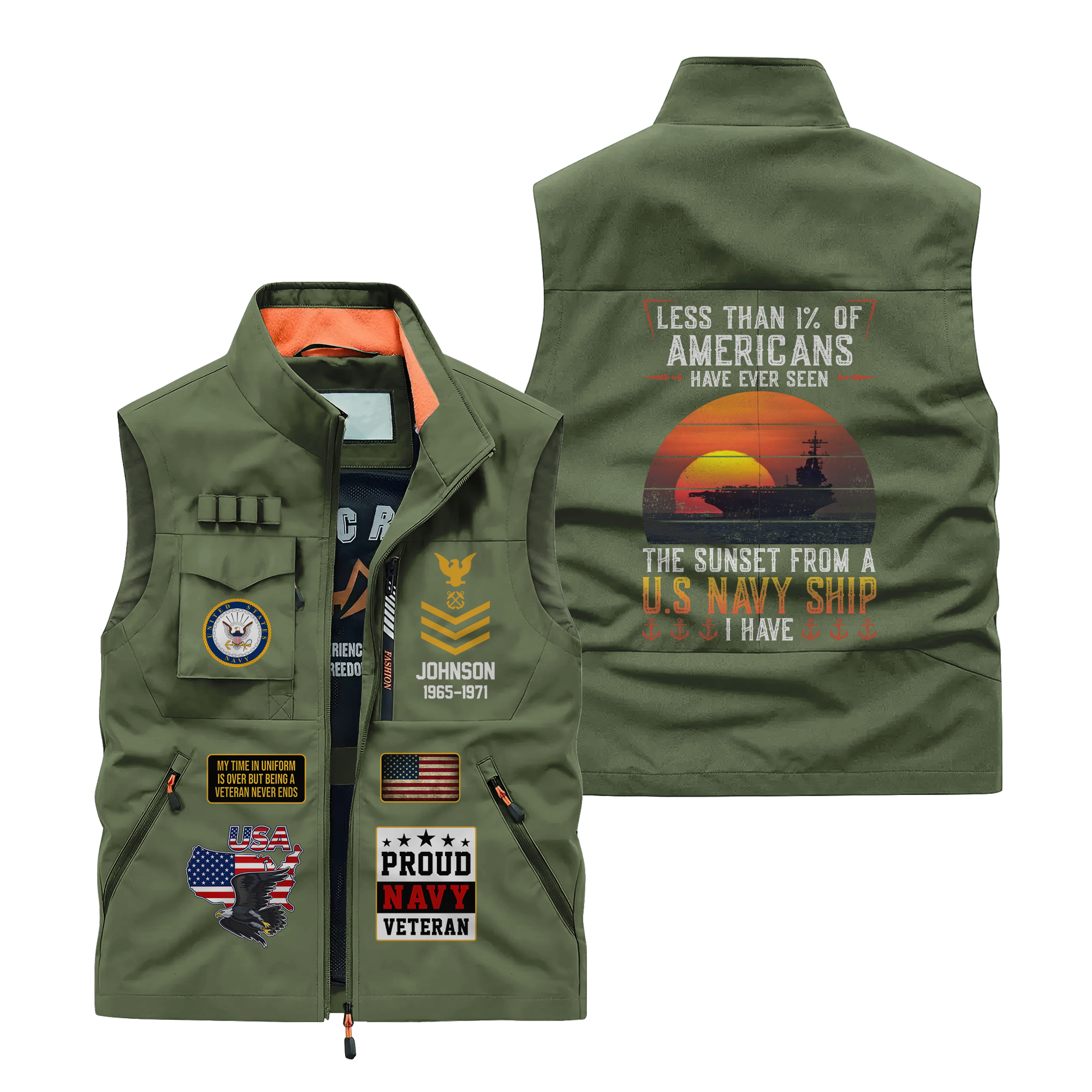 Personalizable Less Than 1% Navy Ship Pocket Vest