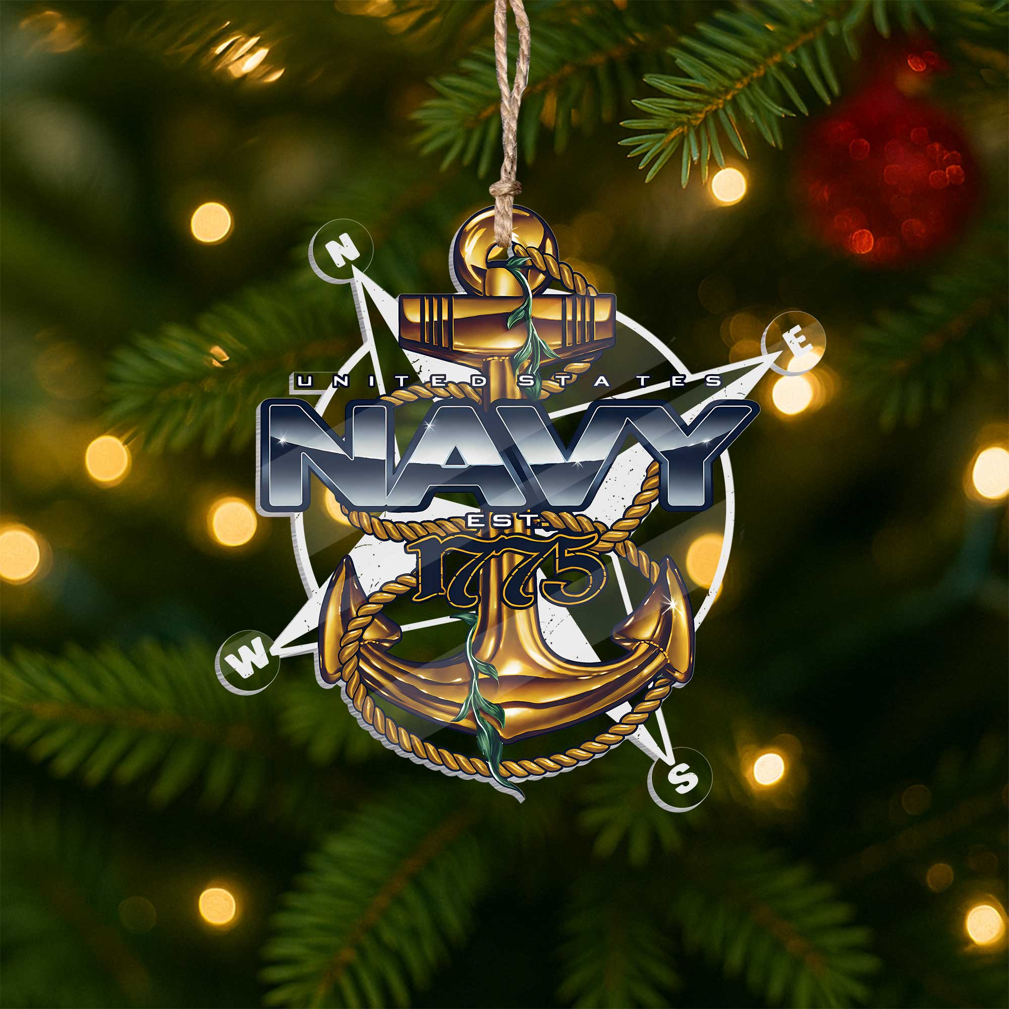 Navy Anchor Est 1775 Acrylic Ornament