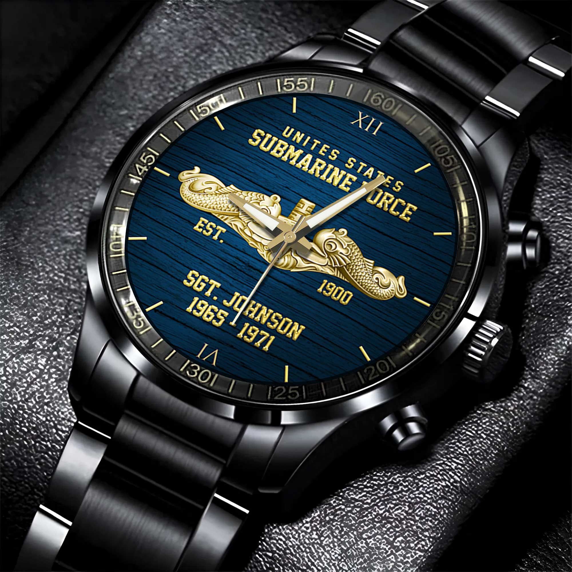 Personalizable Navy Submarine Stainless Steel Watch