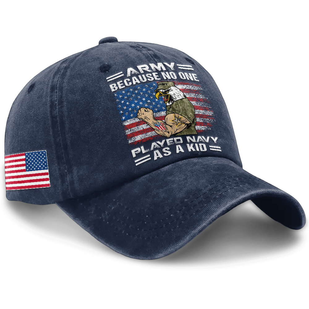 Personalizable Army Because No One Played Navy As A Kid Washed Cap