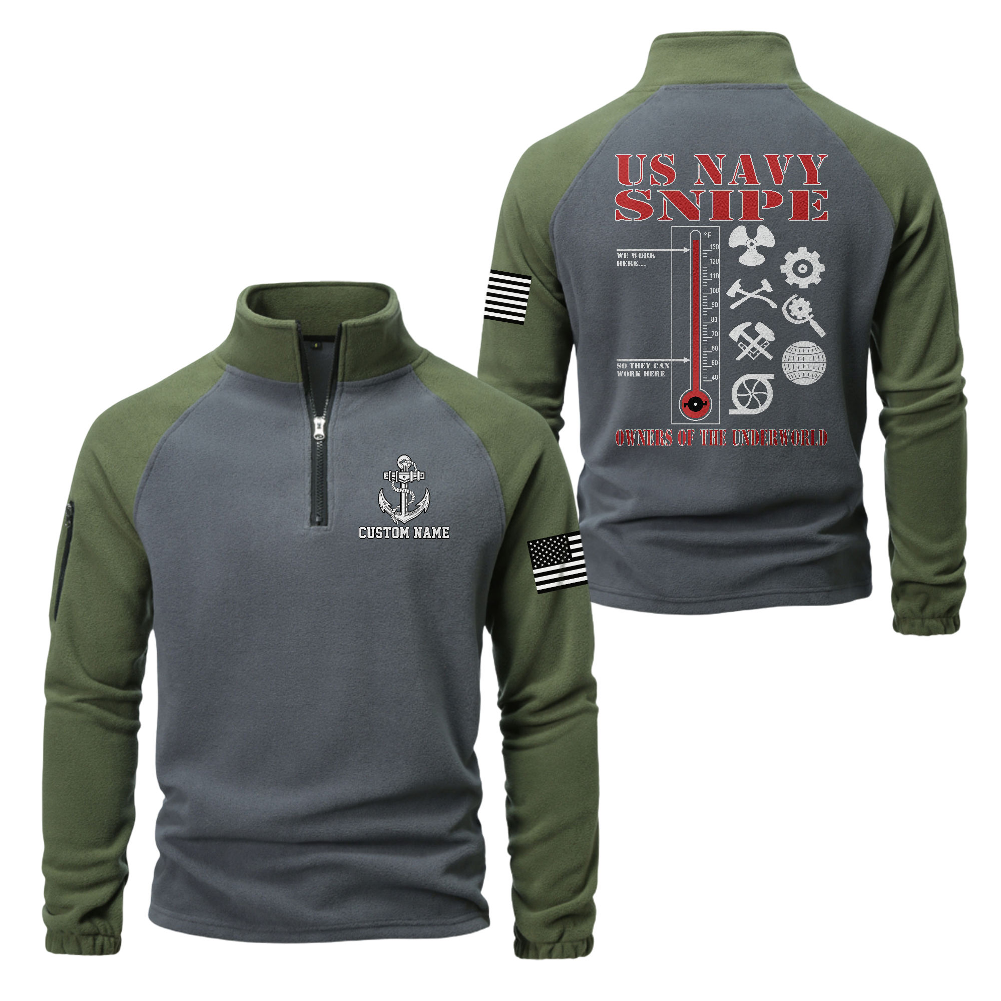 Personalizable Navy Snipes Half-Zip Raglan Sweatshirt