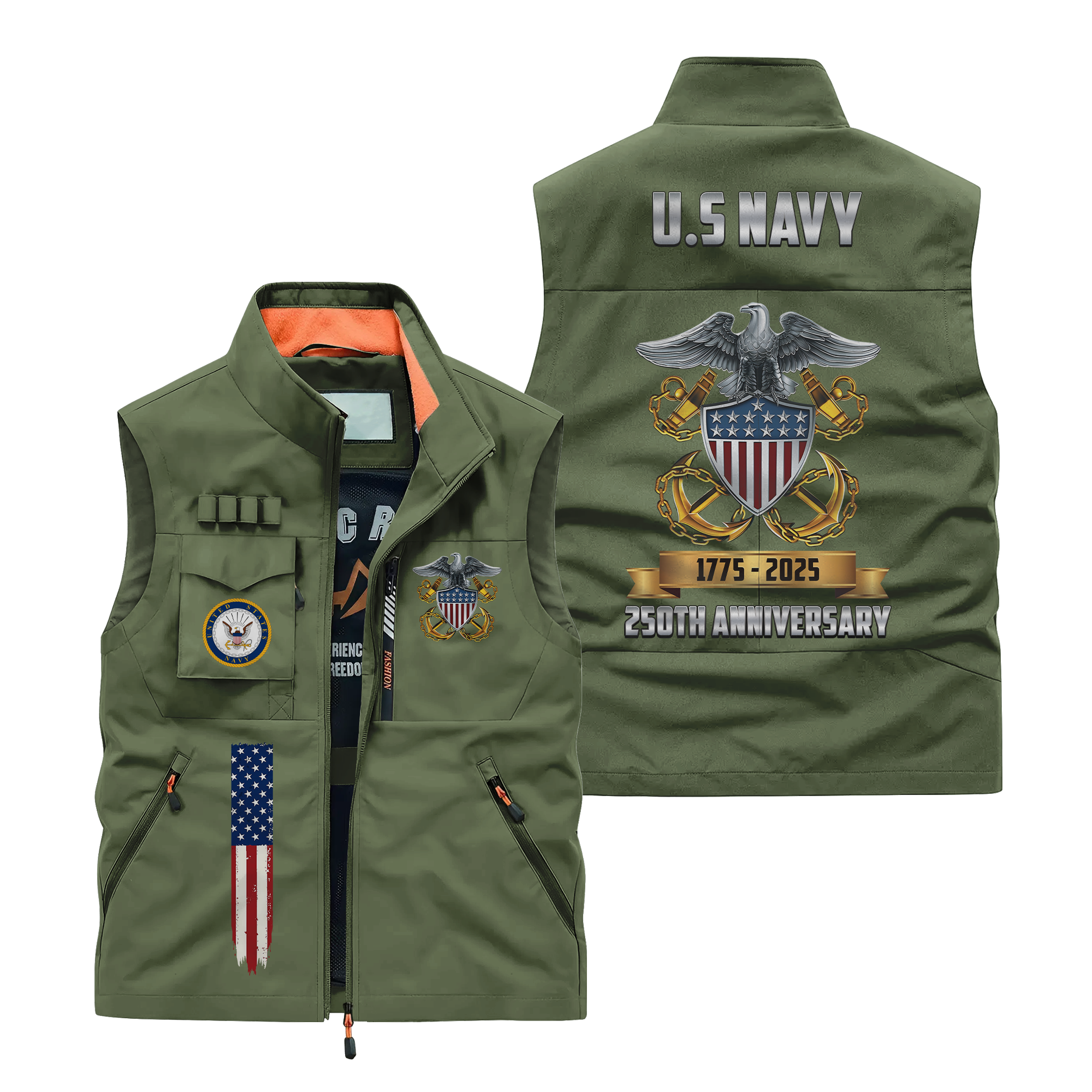 Navy 250th Anniversary Pocket Vest