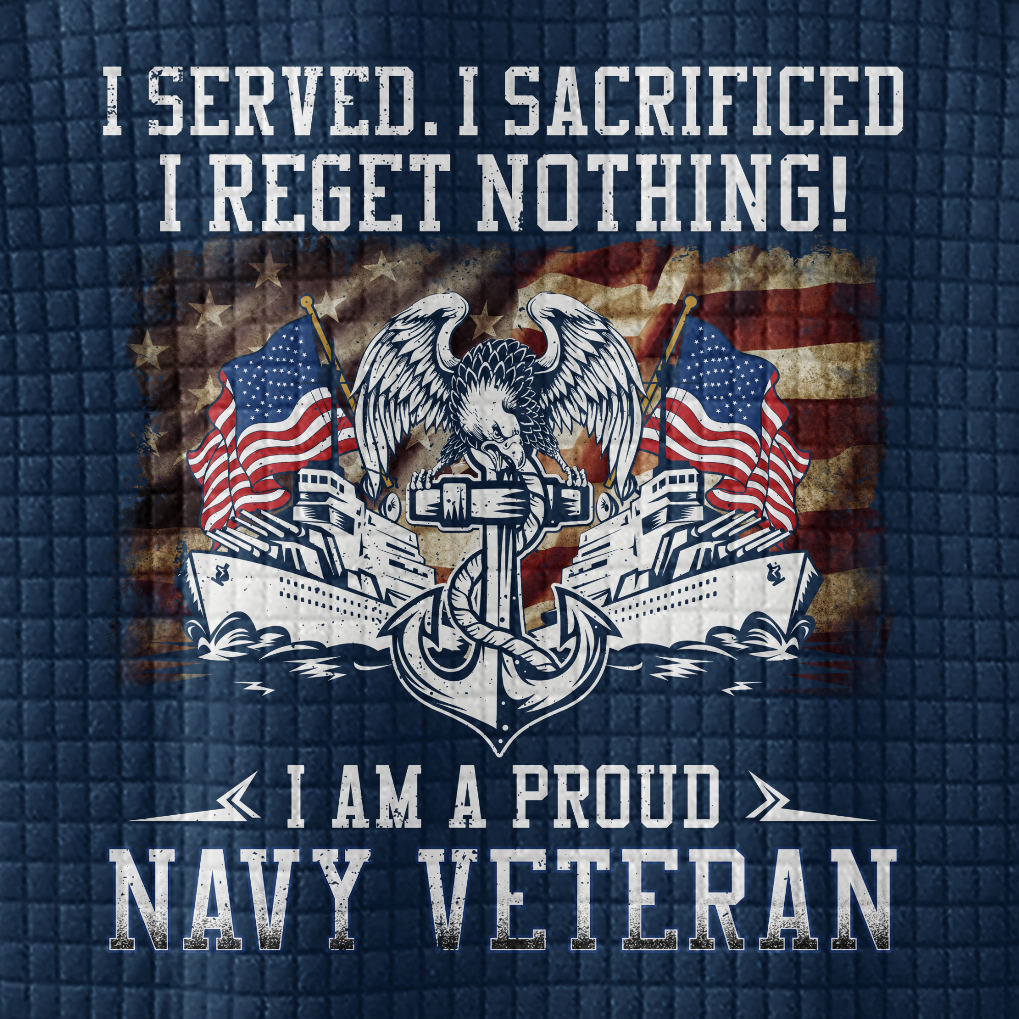 I Am a Navy Veteran Waffle Stand Collar Sweatshirt