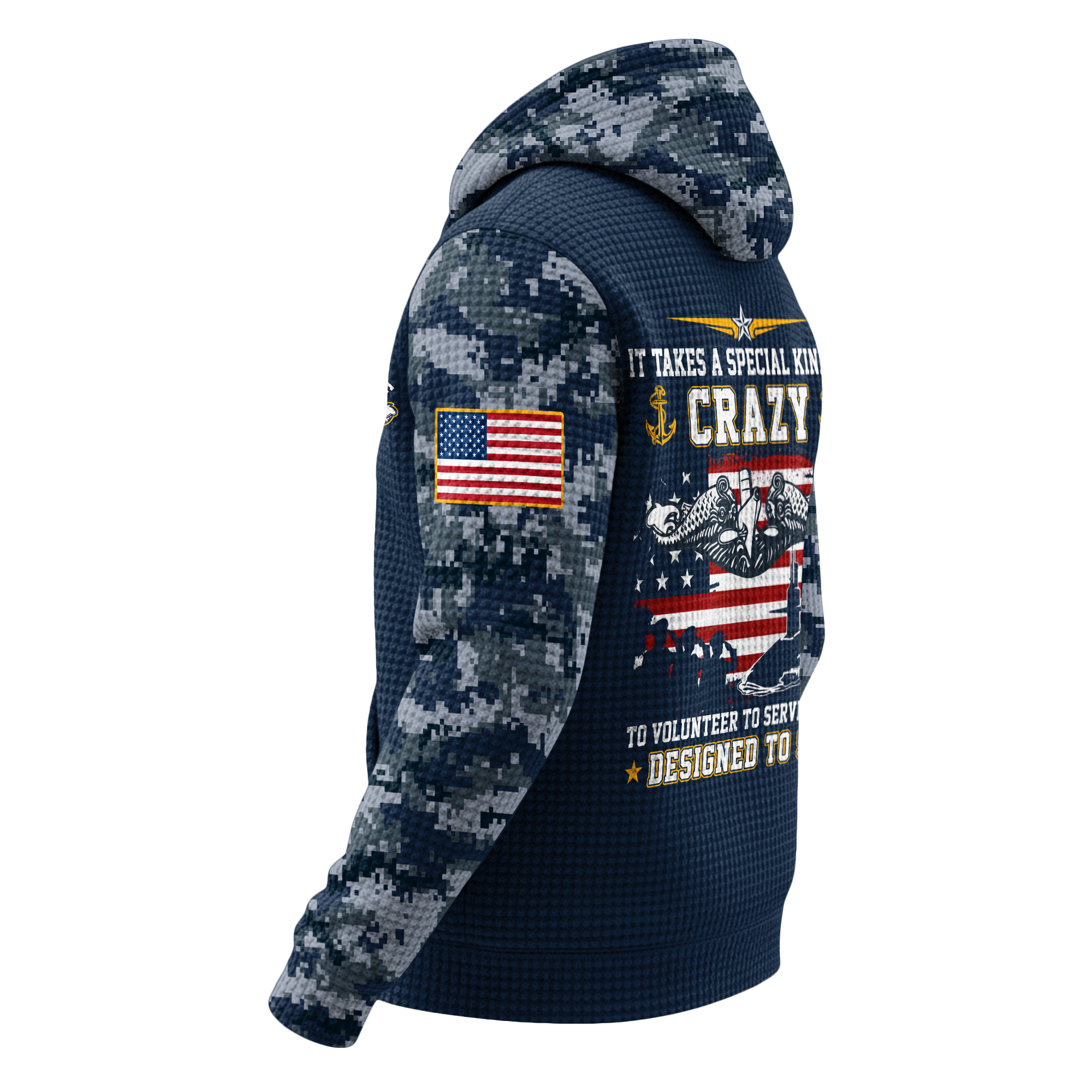 Personalizable Navy Submarine Quarter Zip Waffle Hoodie