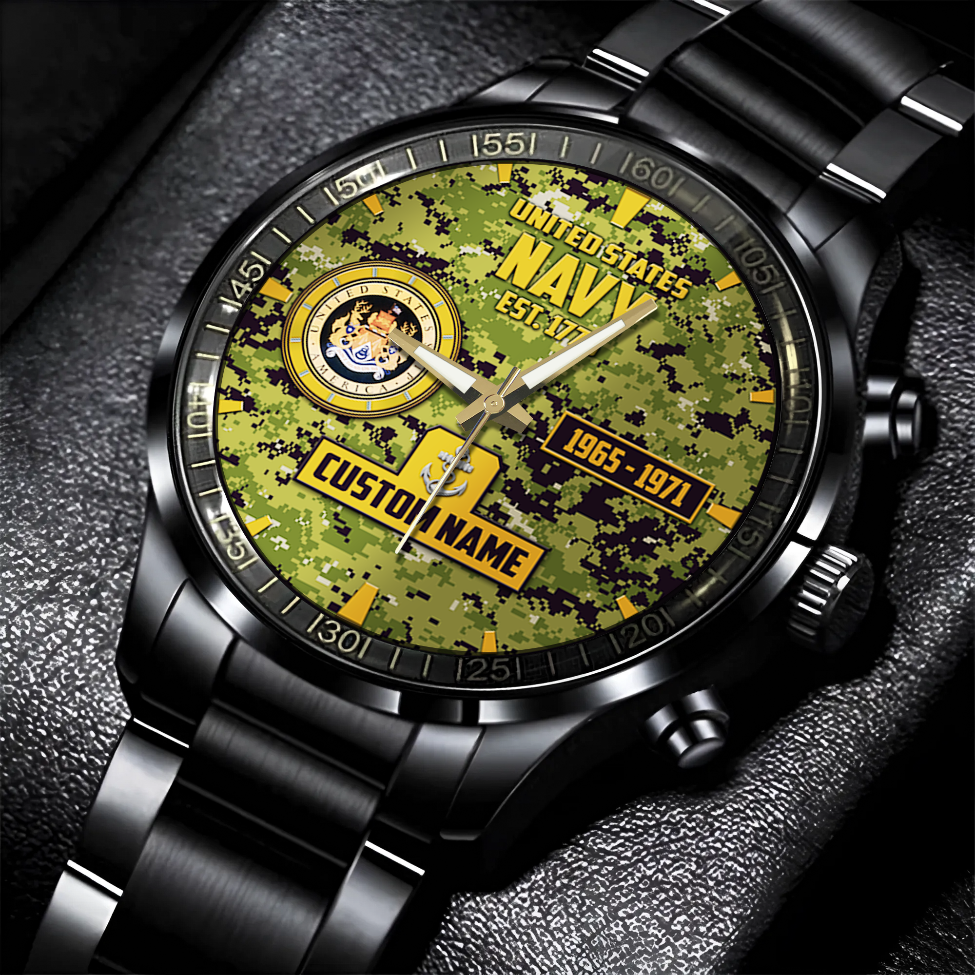 Personalizable Navy Aircraft Carrier Stainless Steel Watch
