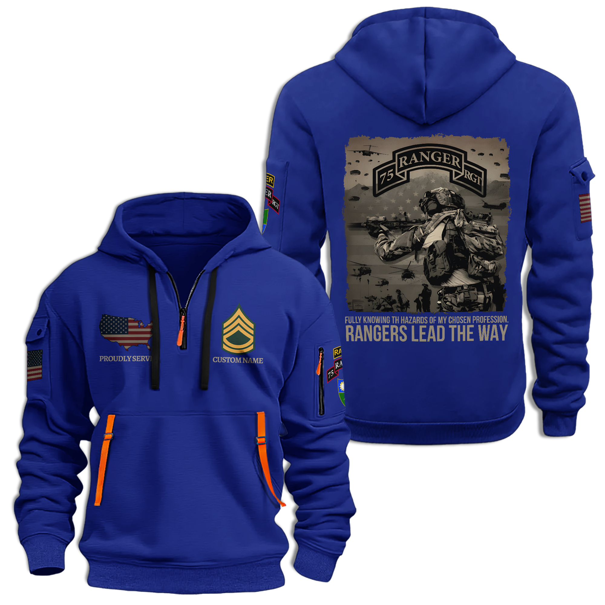 Personalizable 75th Ranger Regiment Quarter Zip Hoodie