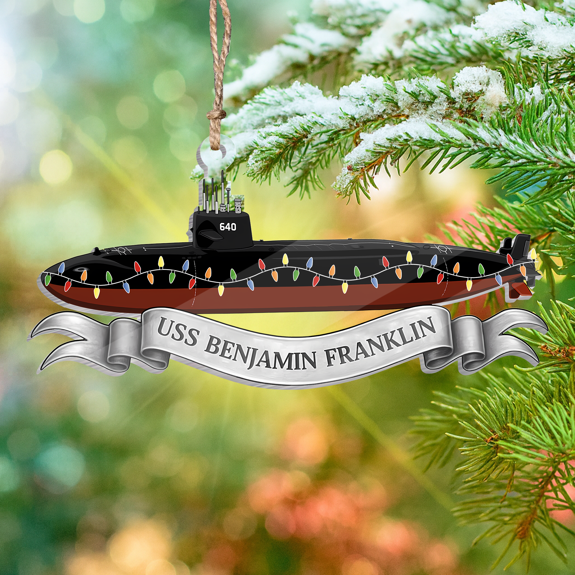 Personalizable Navy Submarine Ship Acrylic Ornament