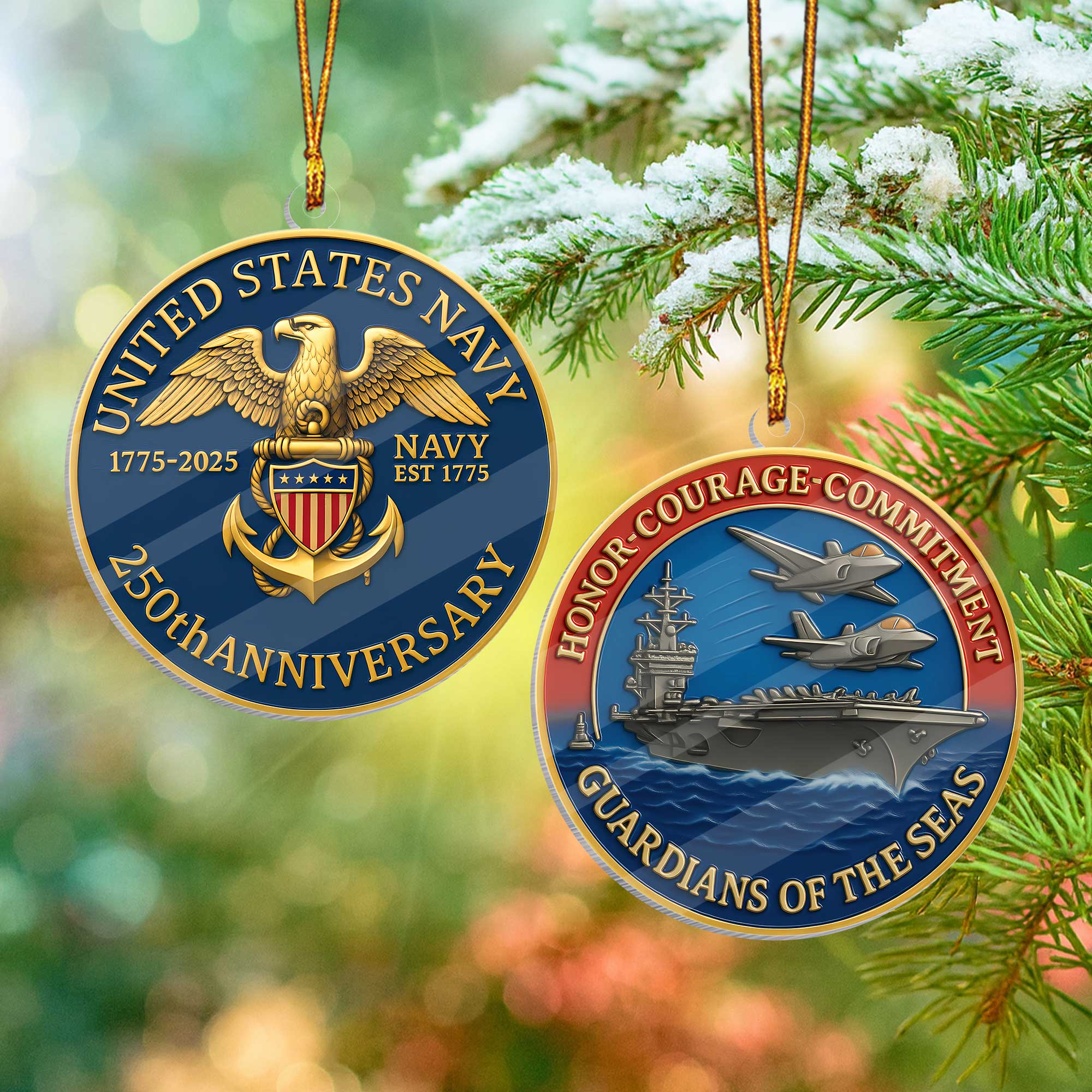 Navy 250th Anniversary Acrylic Ornament