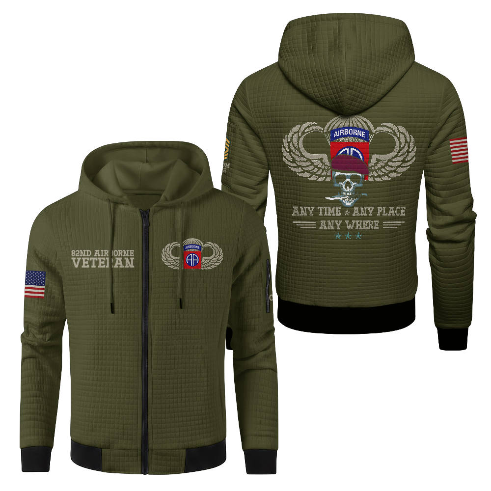 Personalizable 82nd Airborne Waffle Hooded Jacket