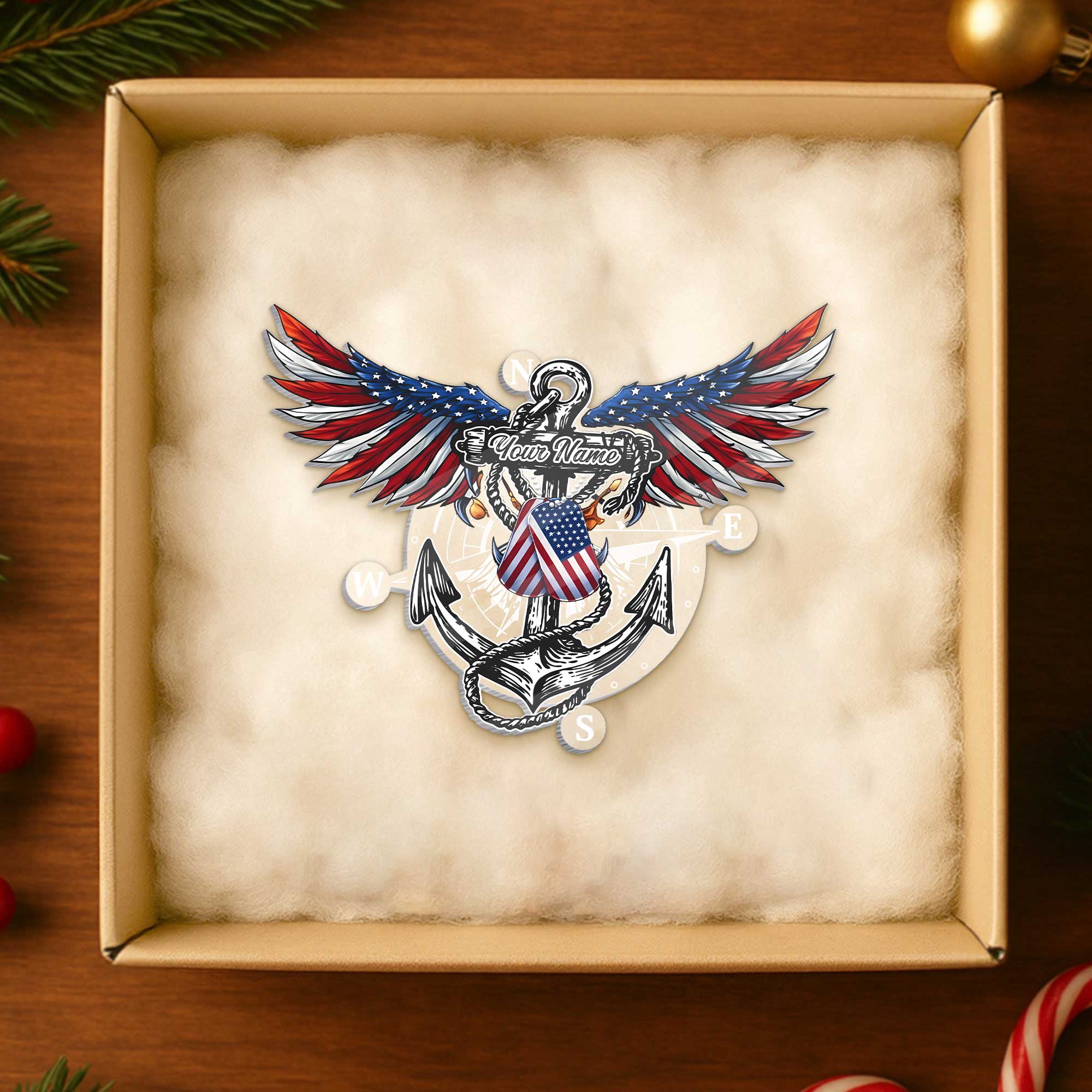 Navy Anchor Acrylic Ornament