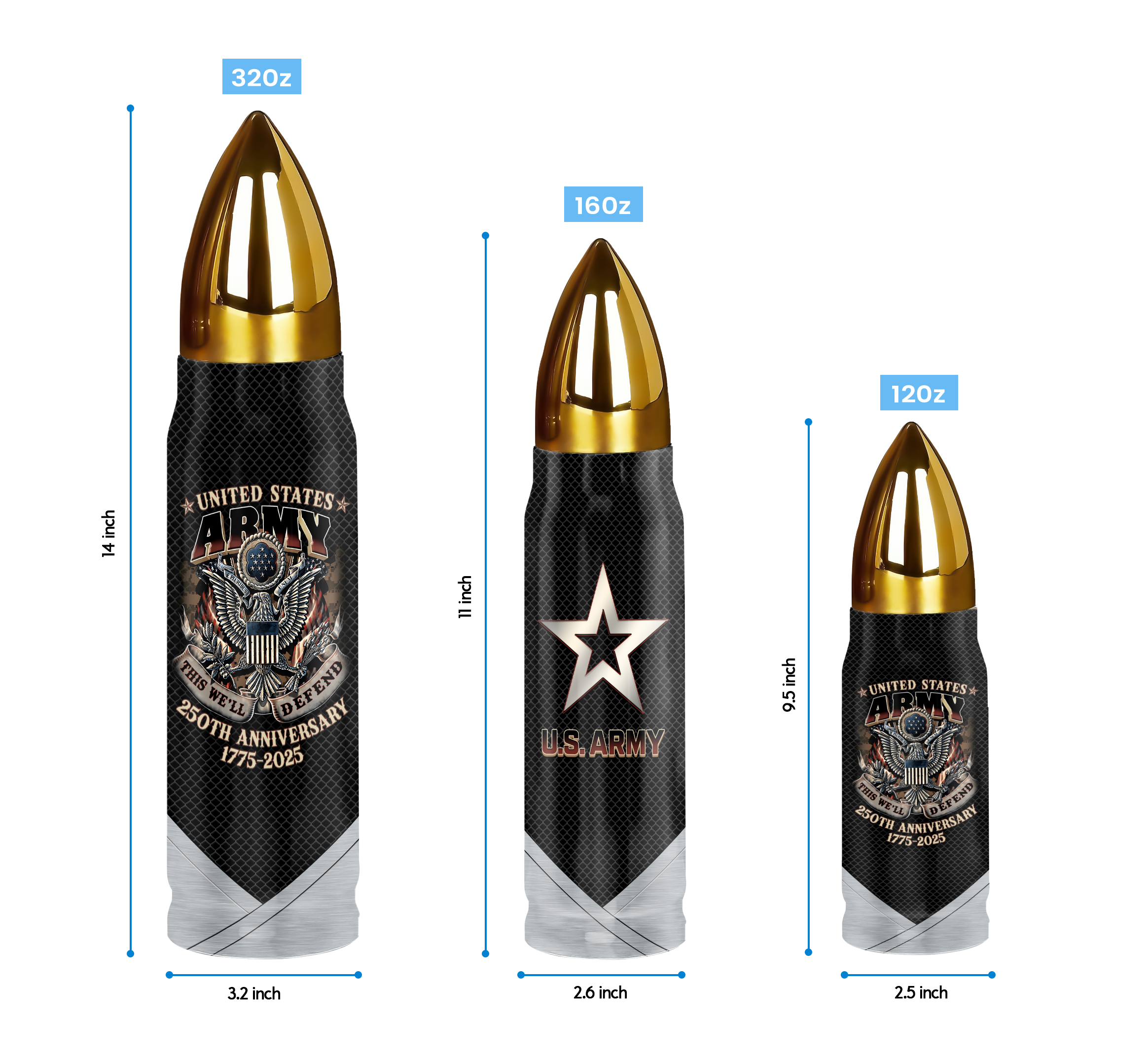 Army 250th Anniversary Bullet Tumbler