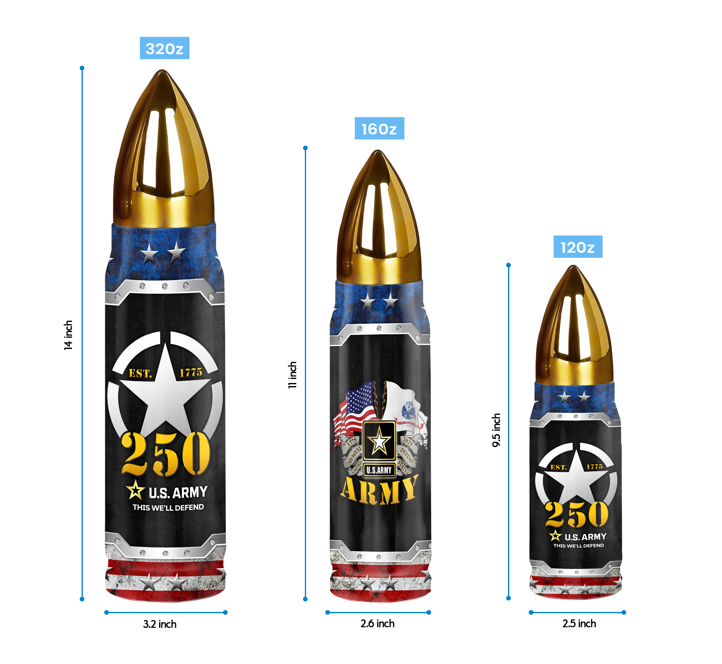 Army 250th Anniversary Bullet Tumbler