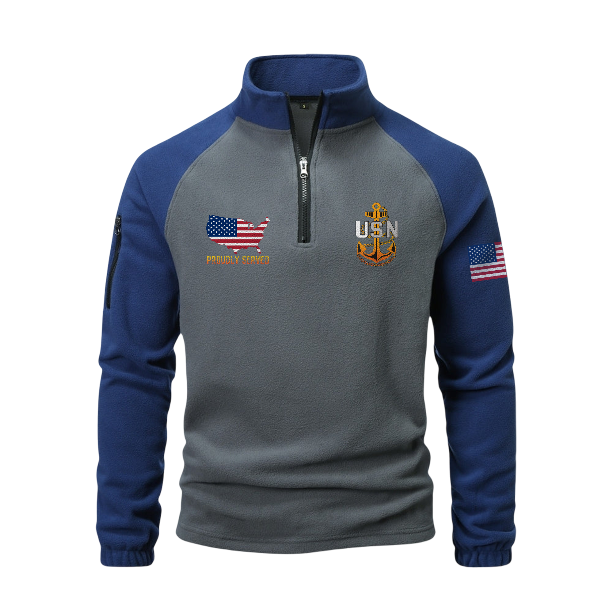 Less Than 1% Navy Ship Half-Zip Raglan Sweatshirt