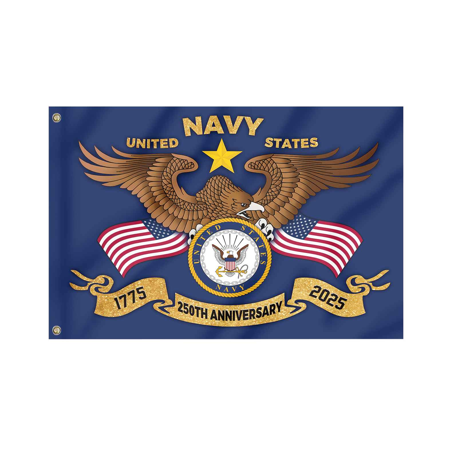 Navy 250th Anniversary House Flag