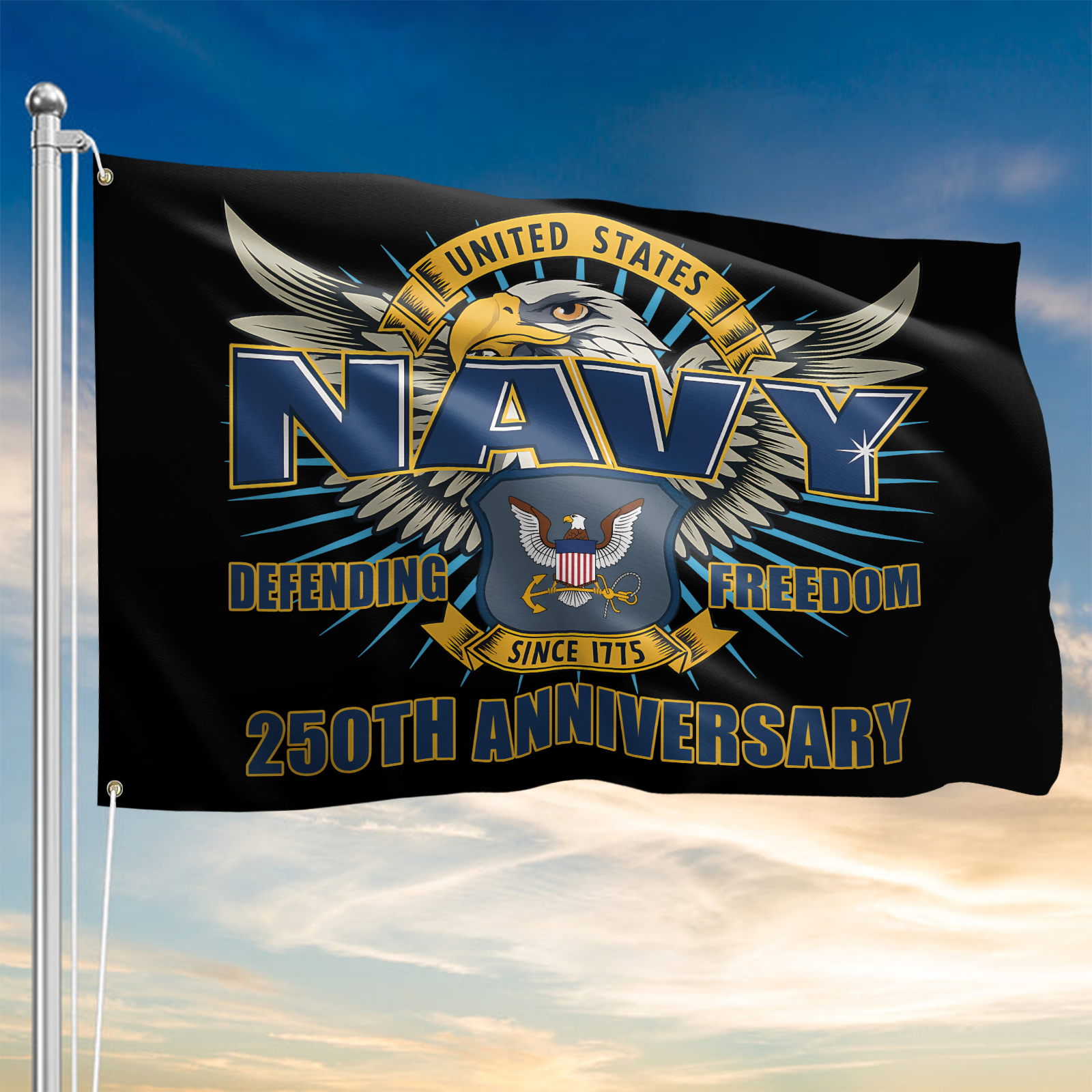 Navy 250th Anniversary House Flag