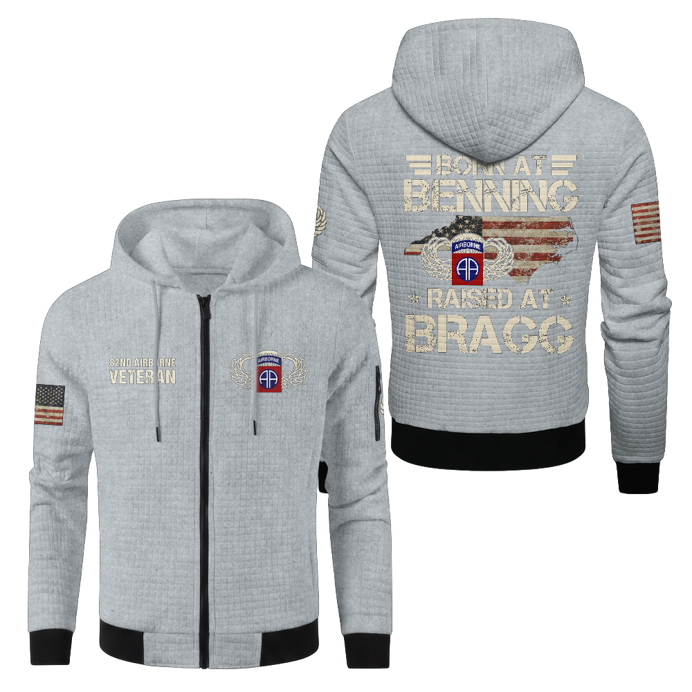 82nd Airborne Born At Benning Waffle Hooded Jacket