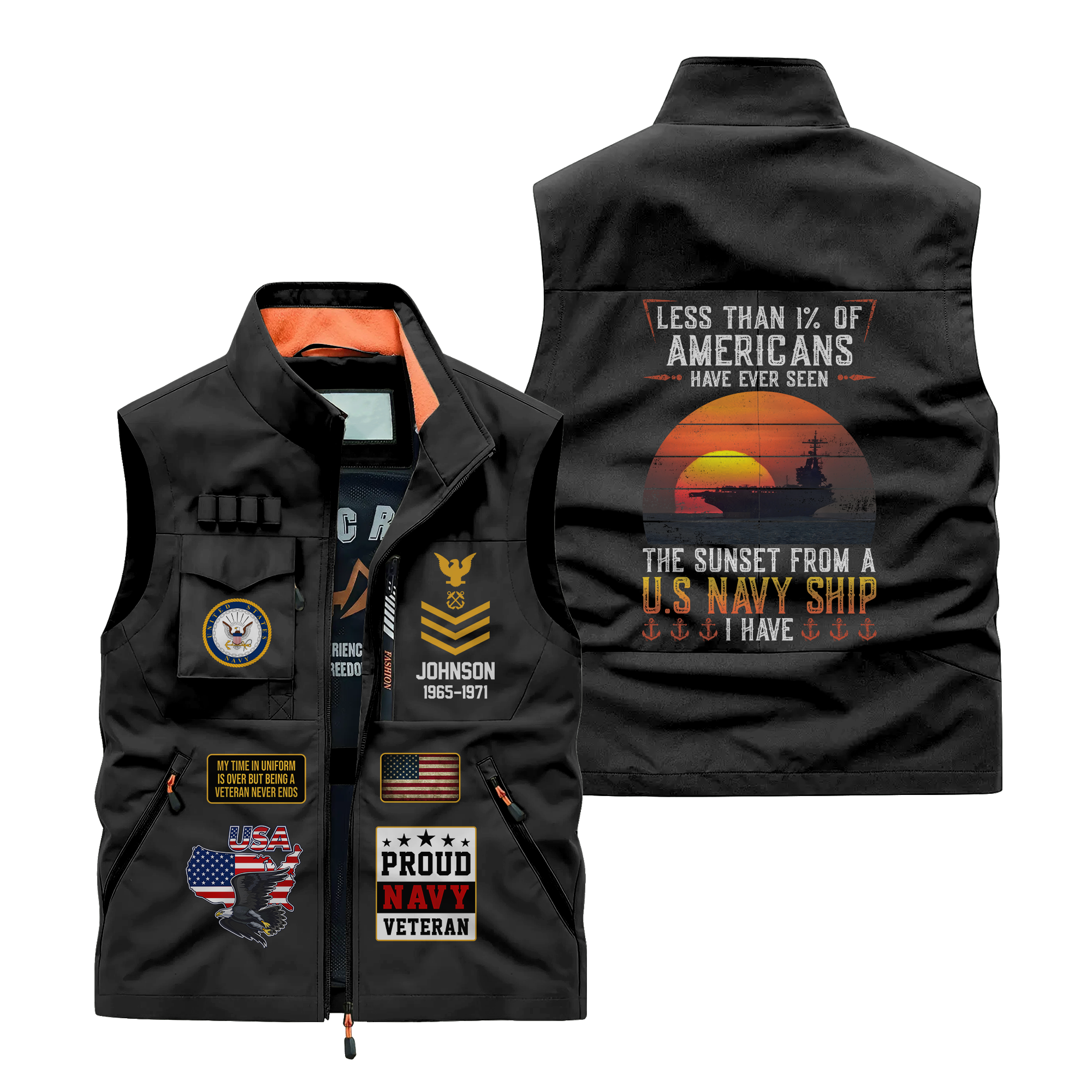 Personalizable Less Than 1% Navy Ship Pocket Vest
