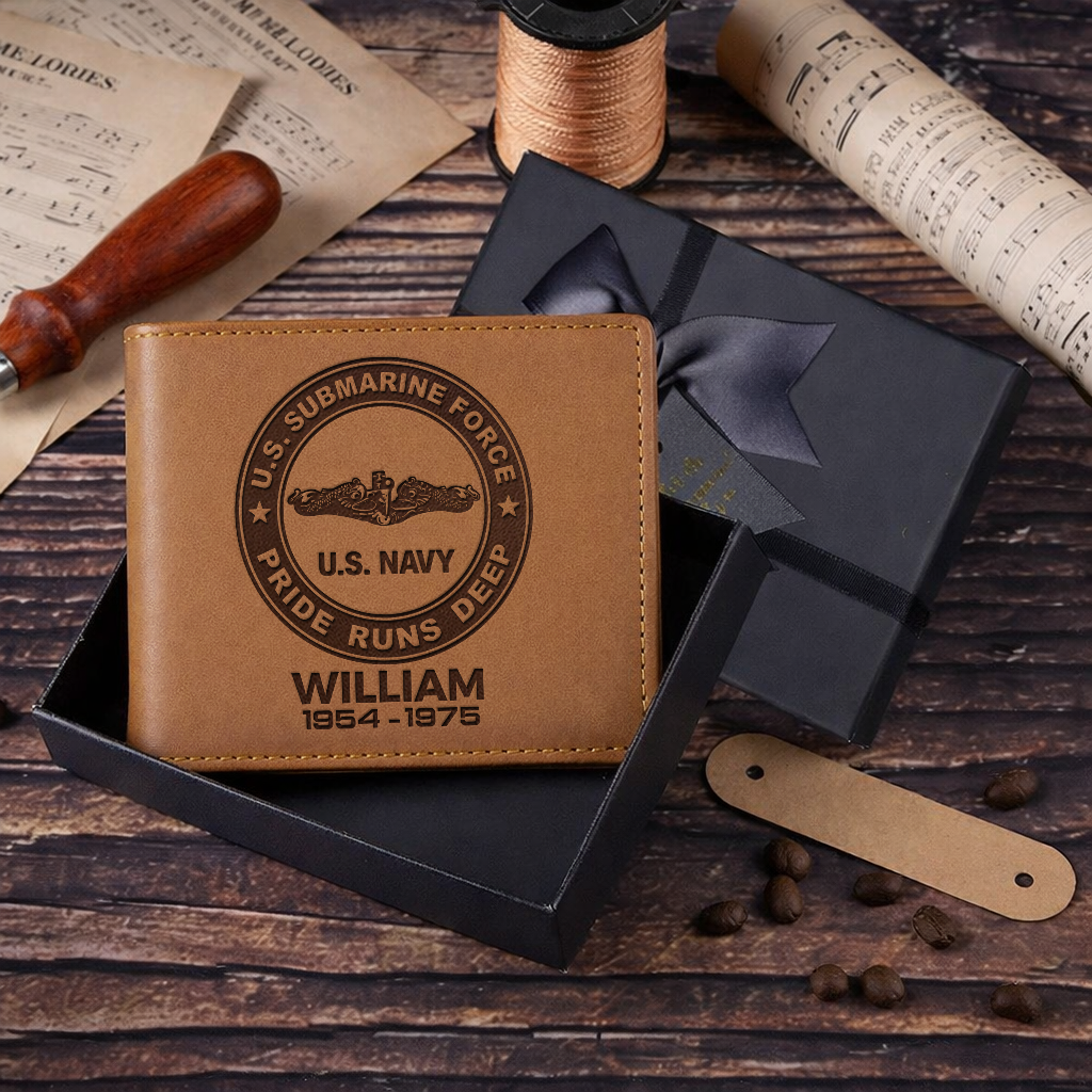 Personalizable Submarine Force Genuine Leather Wallet