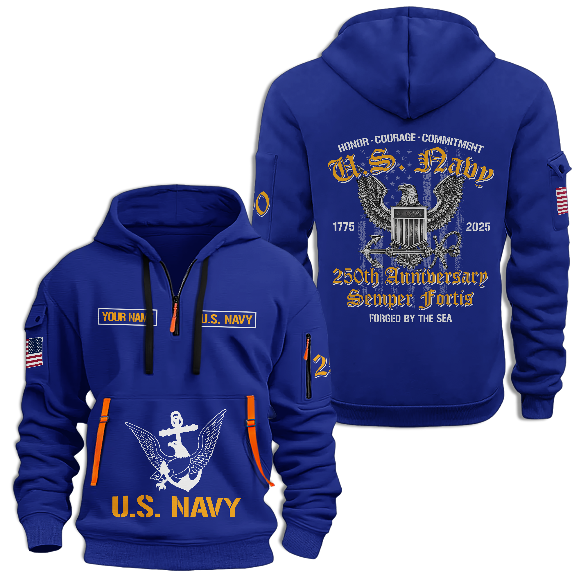 Navy 250th Anniversary Quarter Zip Hoodie
