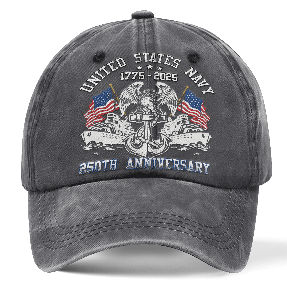 Personalizable Navy 250th Anniversary Washed Cap