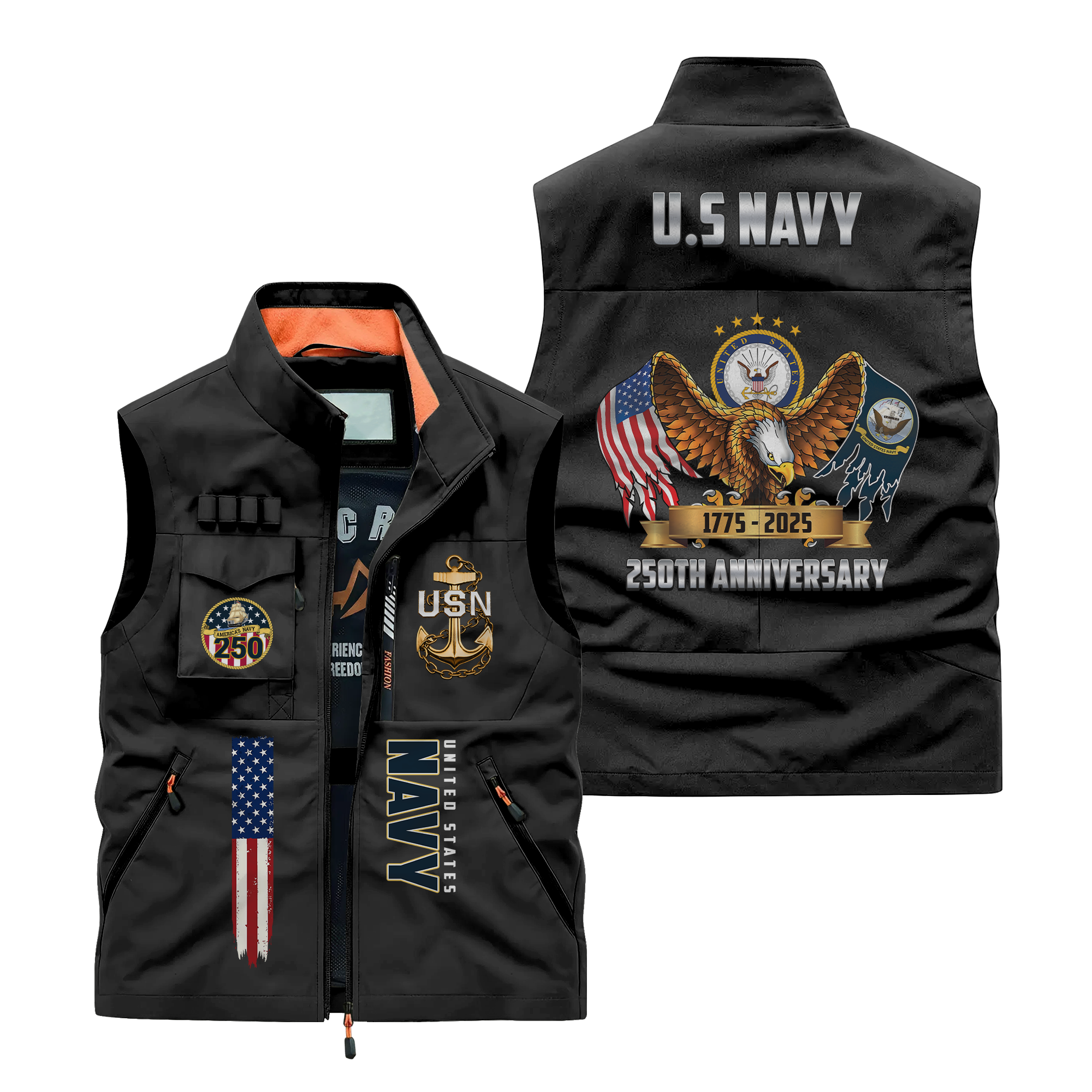 Navy 250th Anniversary Pocket Vest