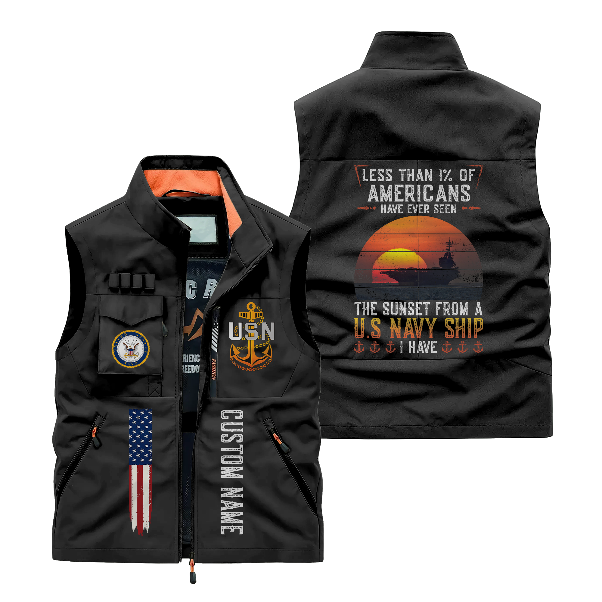 Personalizable Less Than 1% Navy Ship Pocket Vest