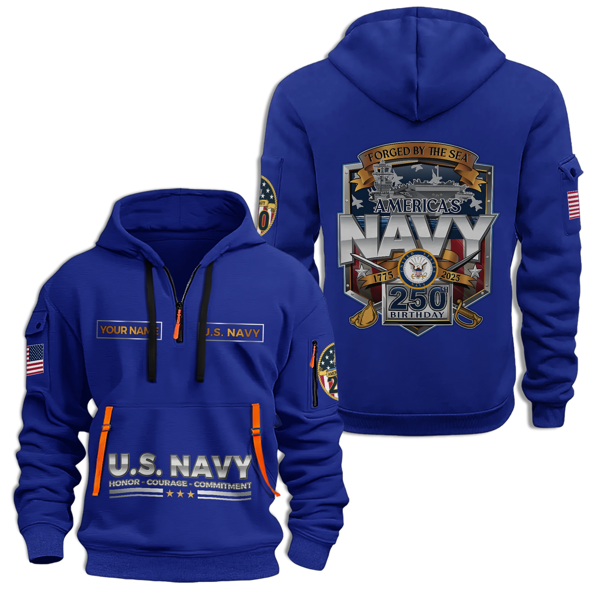 Navy 250th Anniversary Quarter Zip Hoodie
