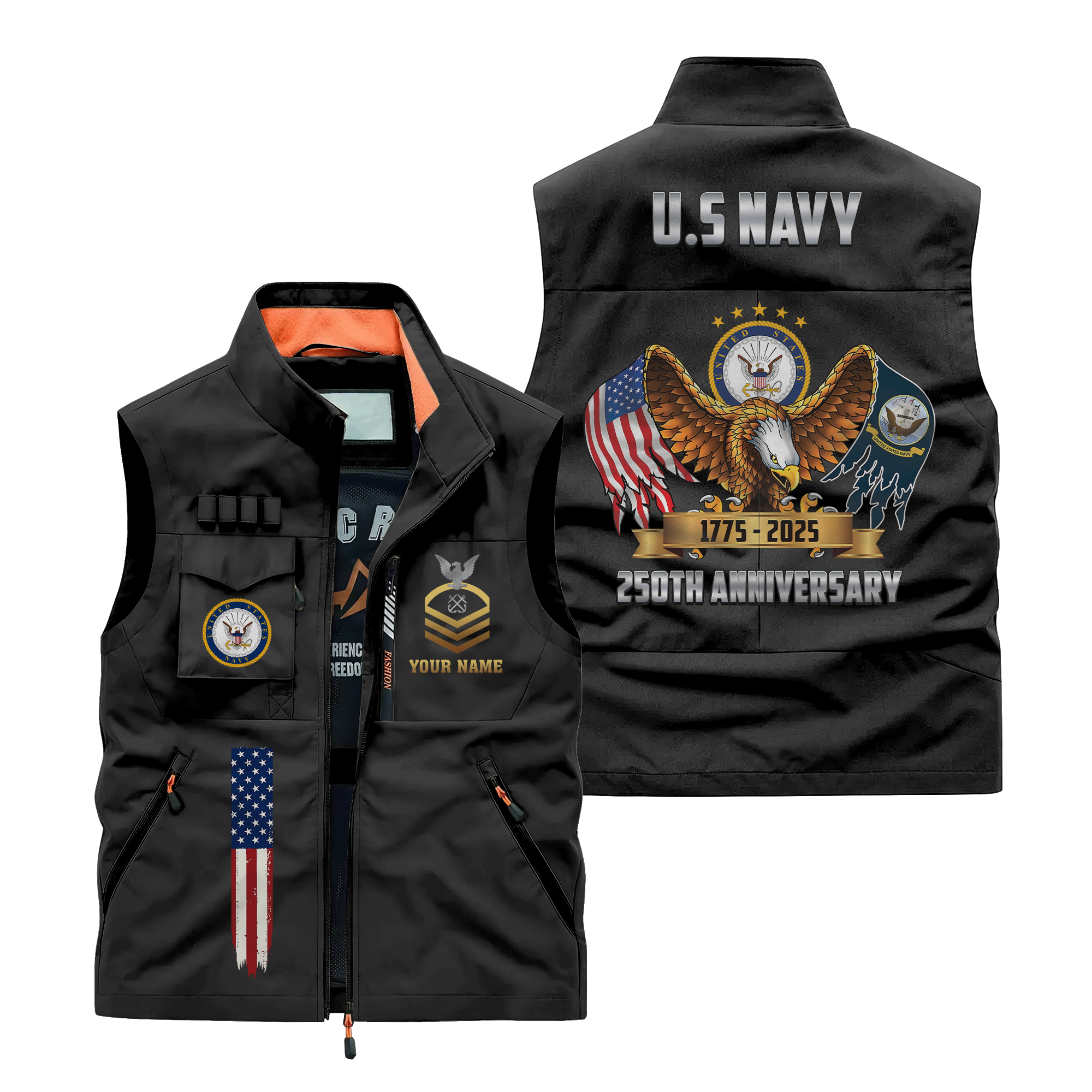 Personalizable Navy 250th Anniversary Pocket Vest