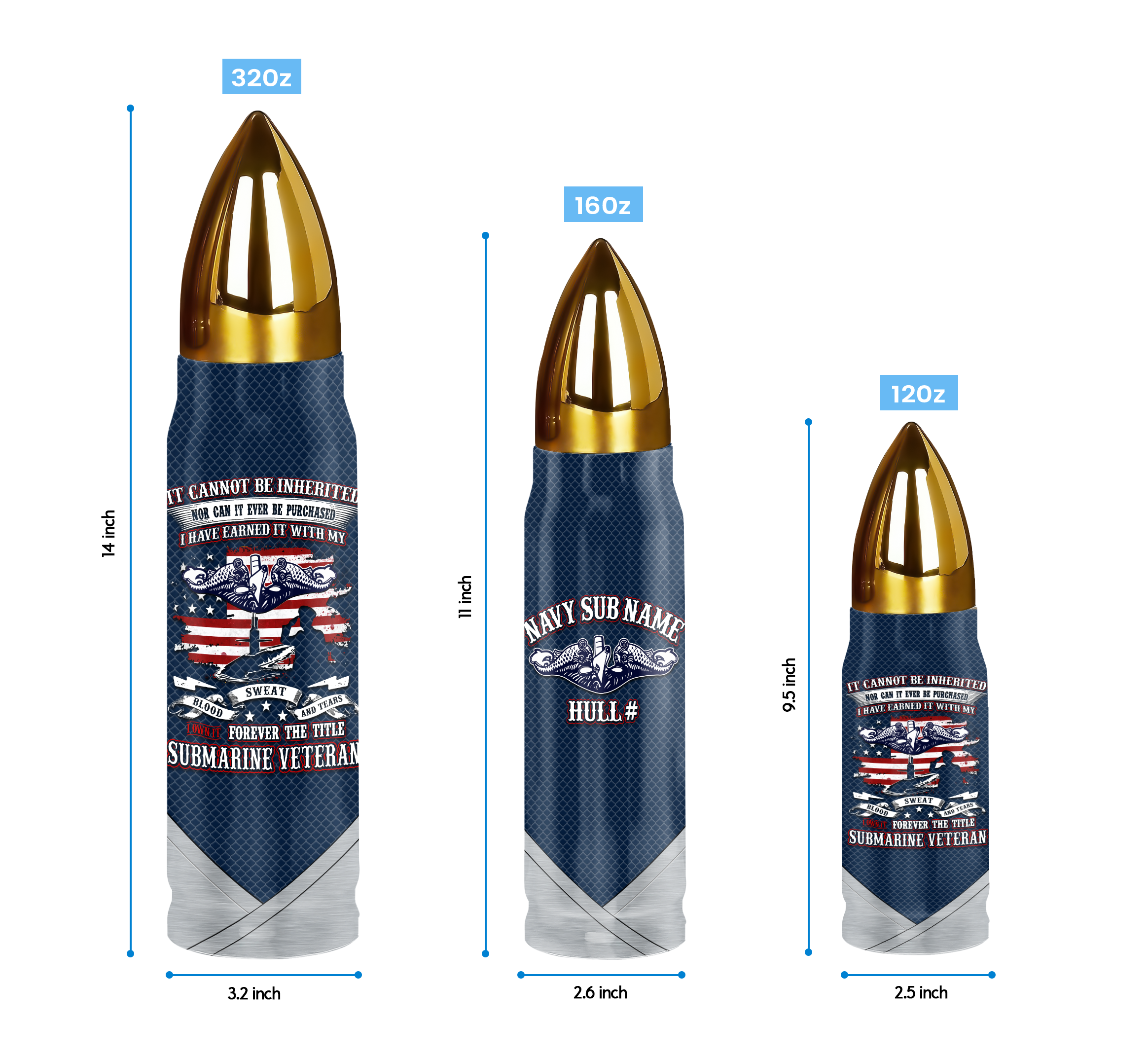 Navy Submarine Bullet Tumbler