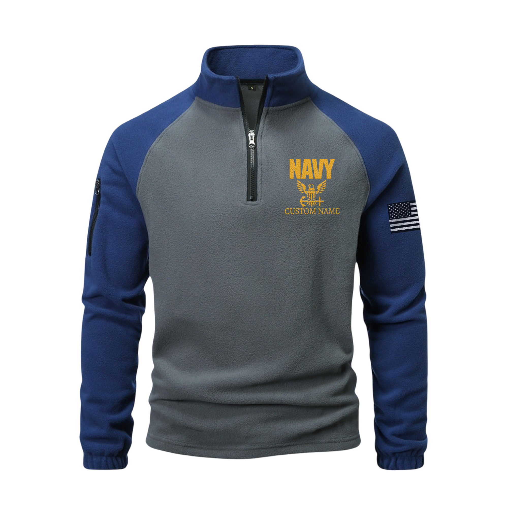 Personalizable Navy Honor Courage Commitment Half-Zip Raglan Sweatshirt