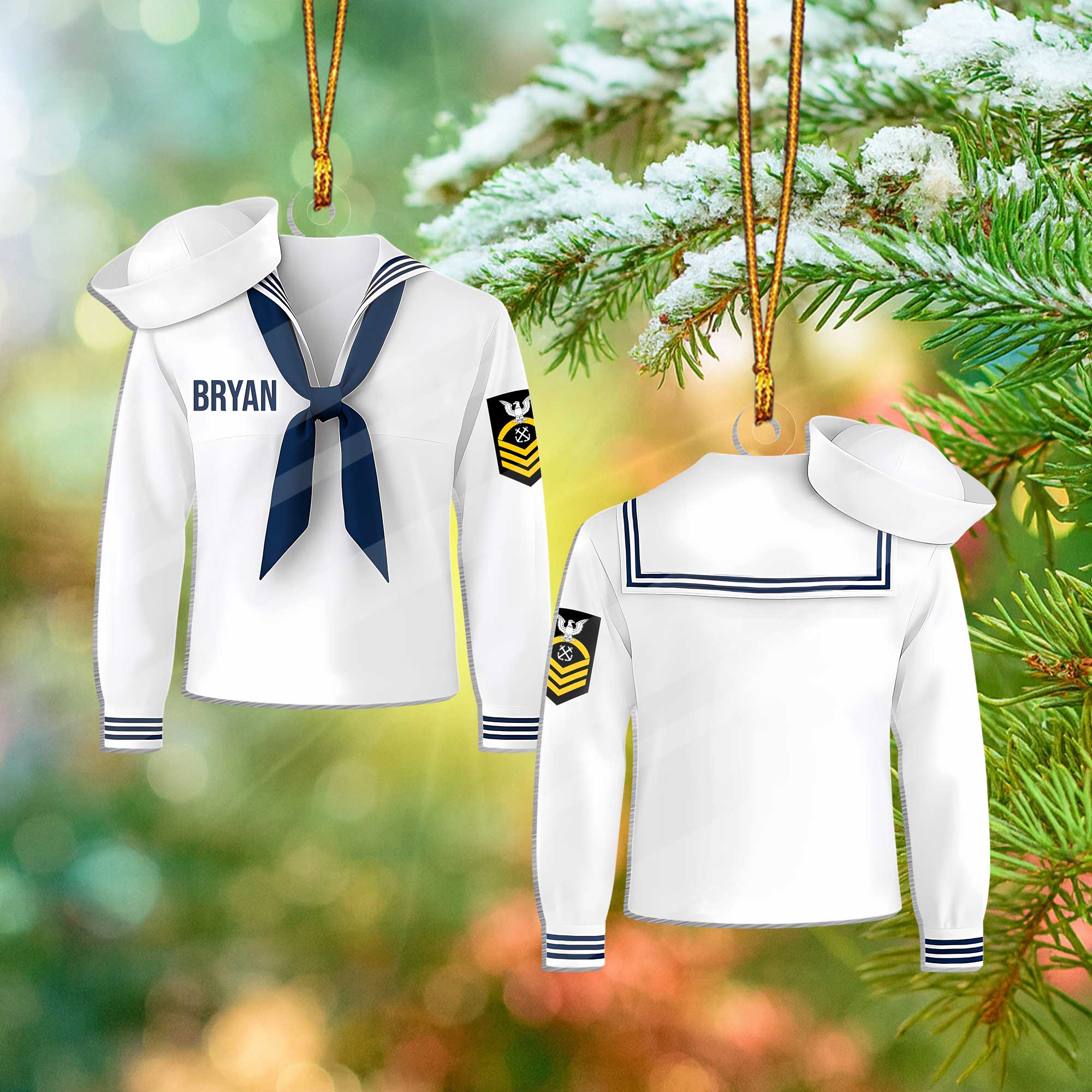 Personalizable Navy Uniform Acrylic Ornament