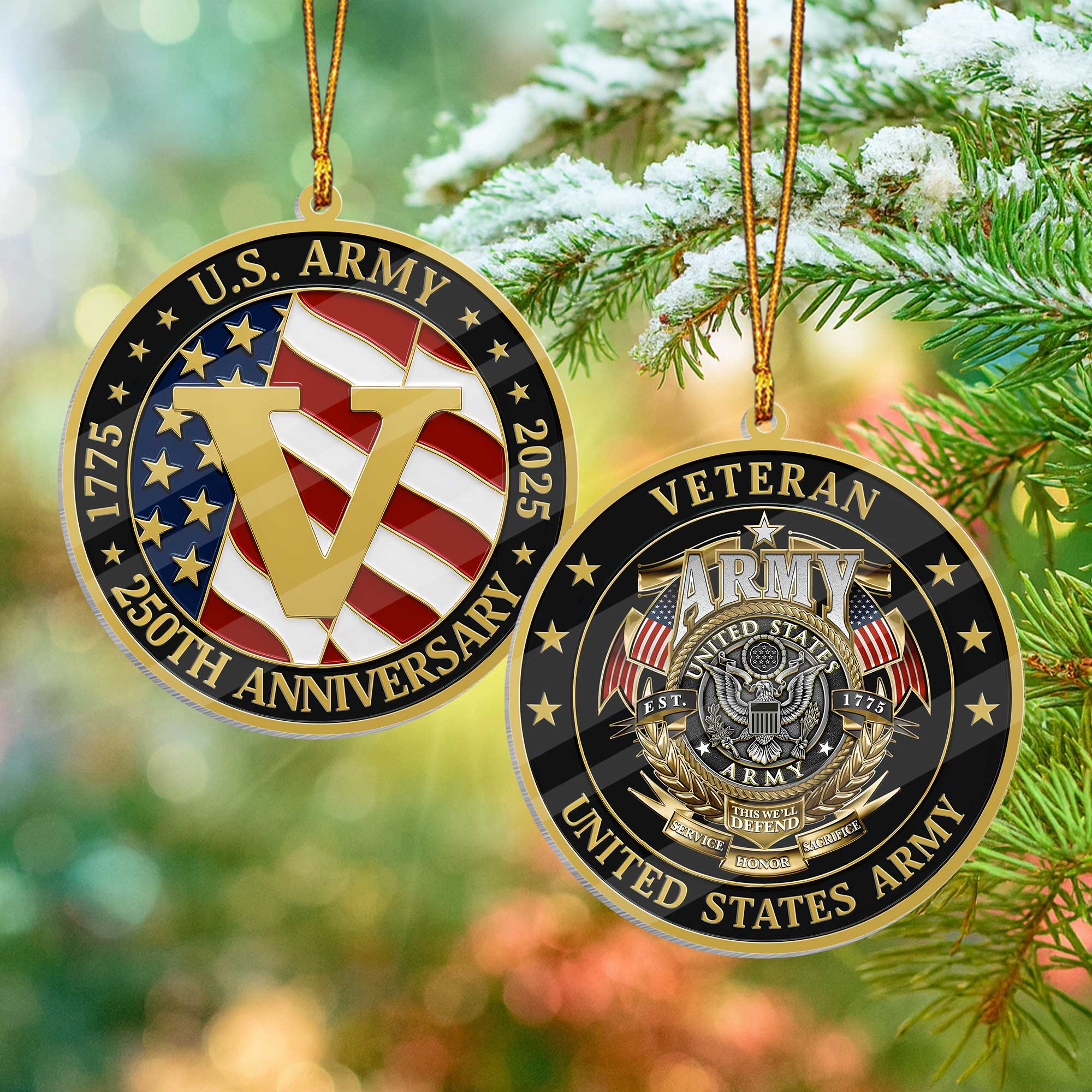 Army 250th Anniversary Acrylic Ornament
