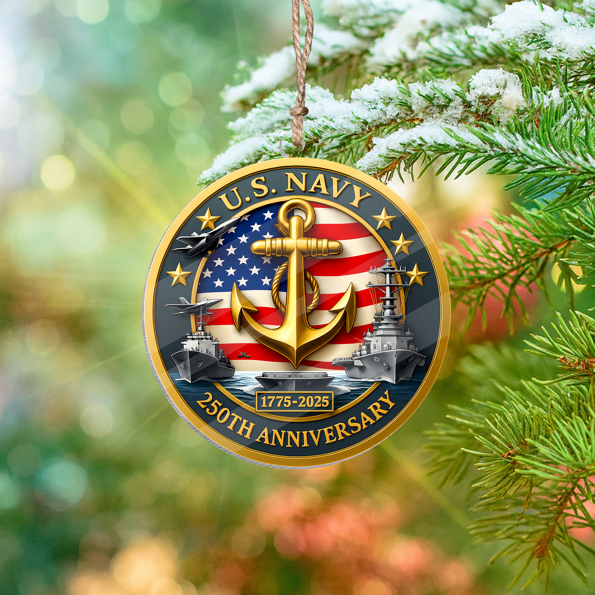Navy 250th Anniversary Acrylic Ornament