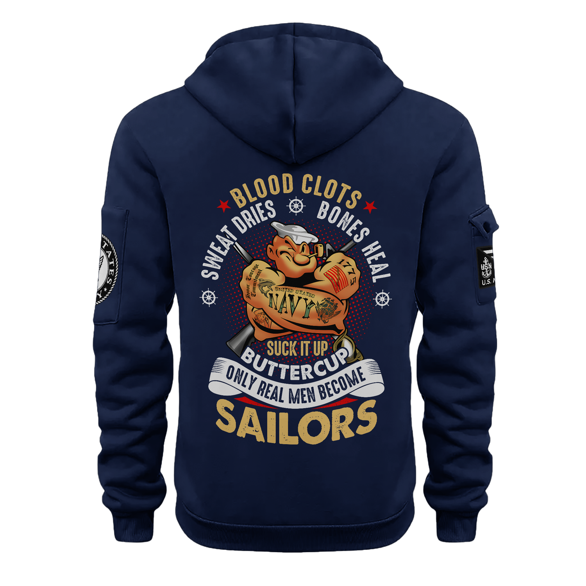 Personalizable Only Real Men Become Sailors Quarter Zip Hoodie