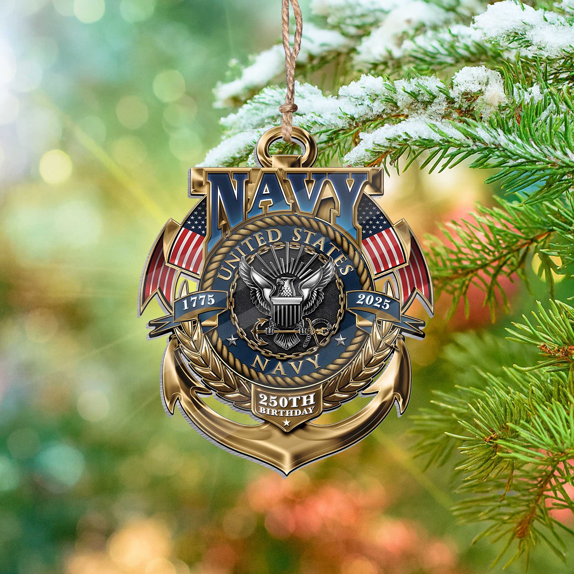 Navy 250th Anniversary Acrylic Ornament