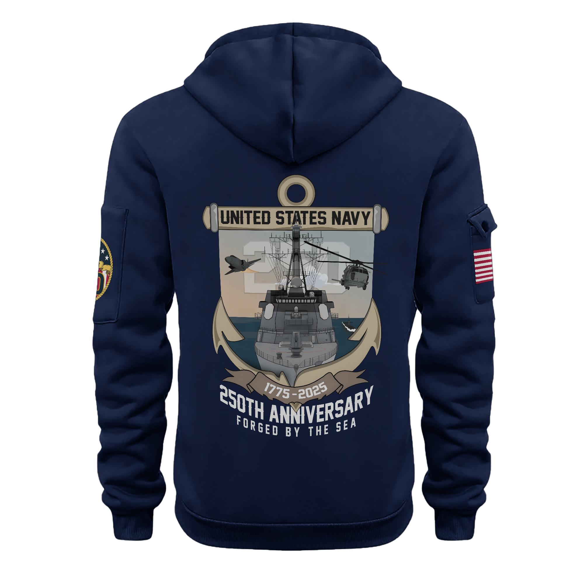 Personalizable Navy 250th Anniversary Quarter Zip Hoodie