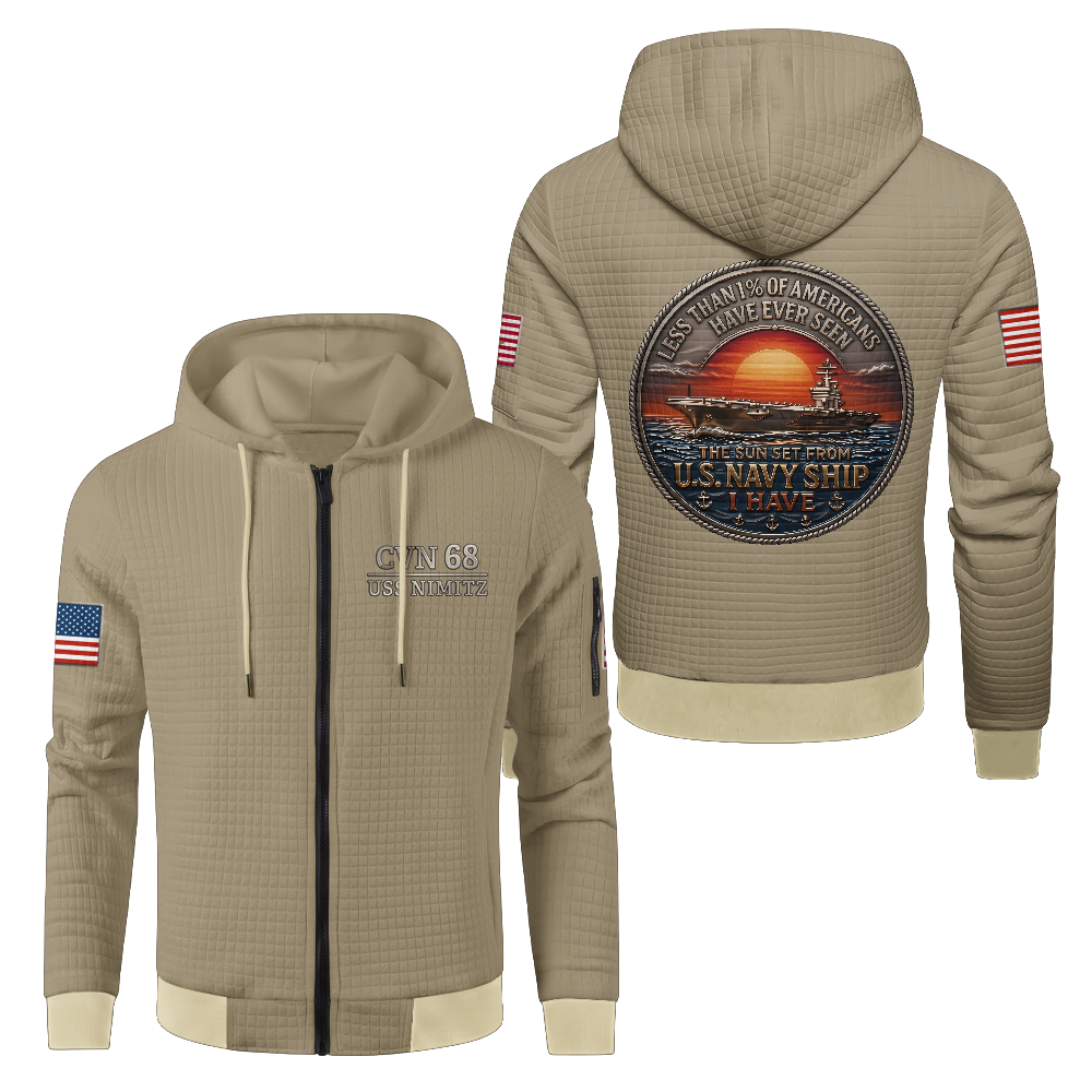 Personalizable Less Than 1% Navy Ship Waffle Hooded Jacket