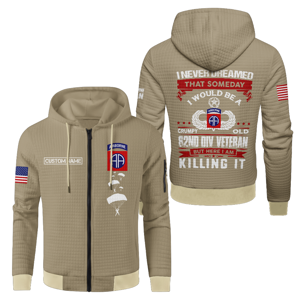 Personalizable 82nd Airborne Waffle Hooded Jacket