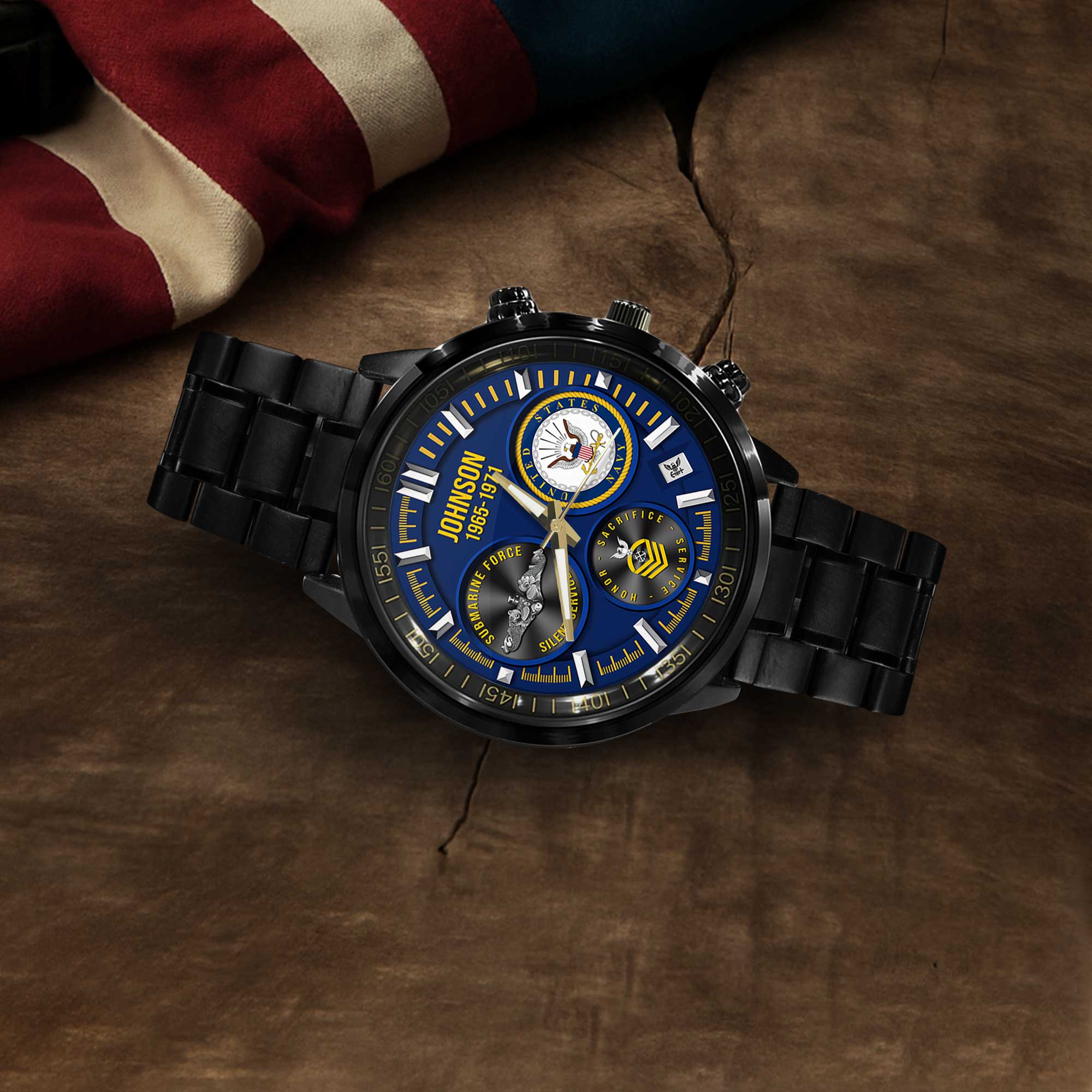 Personalizable Navy Submarine Stainless Steel Watch