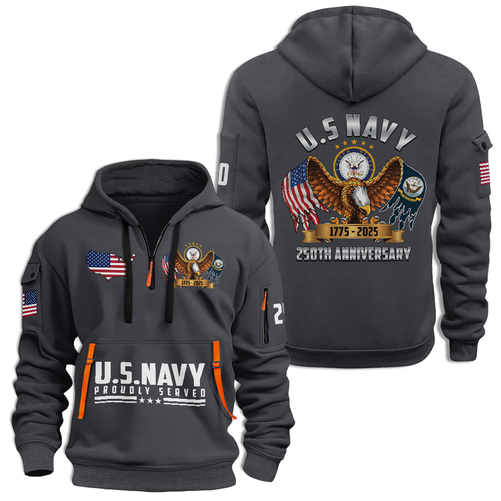 Navy 250th Anniversary Quarter Zip Hoodie