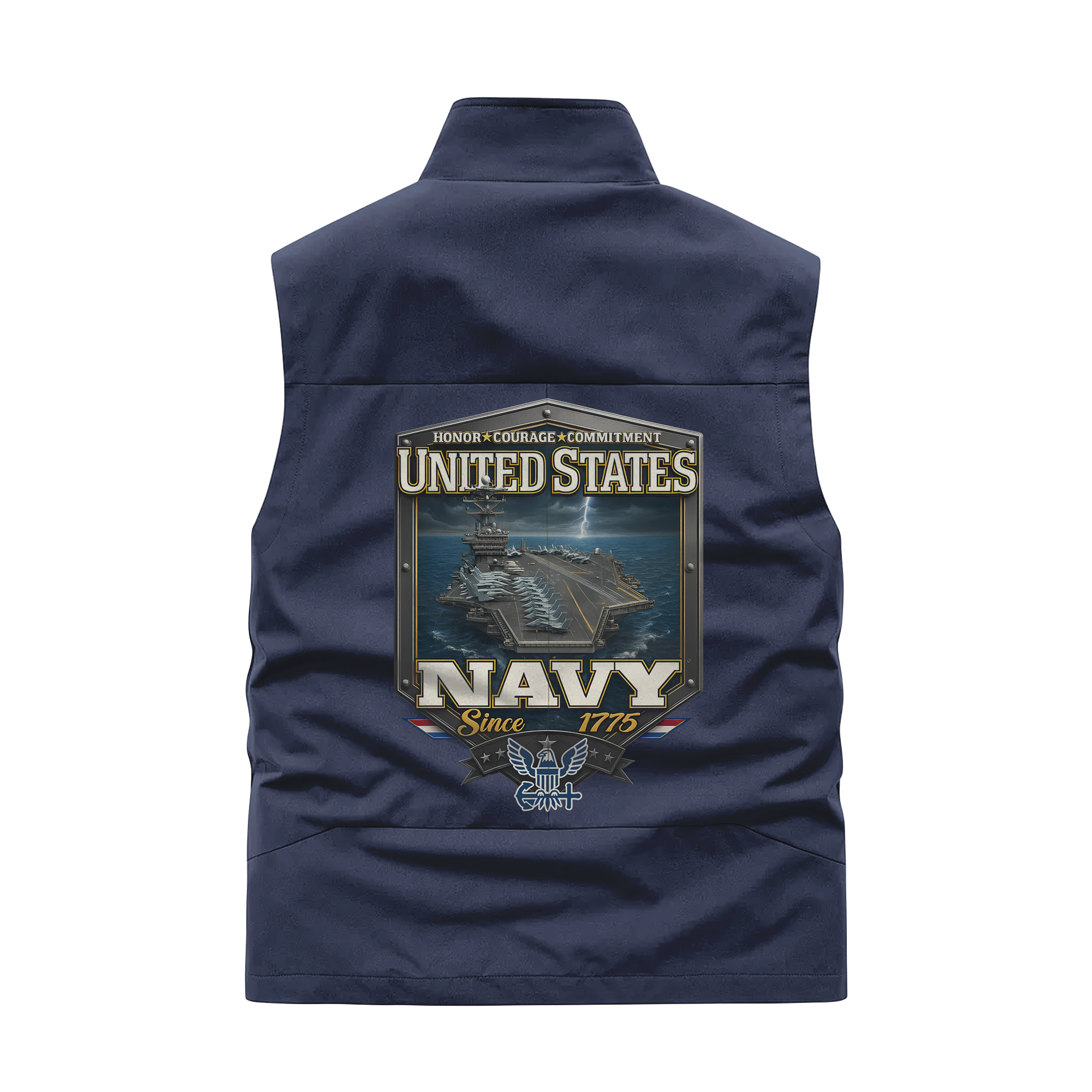 Navy Honor Courage Commitment Pocket Vest